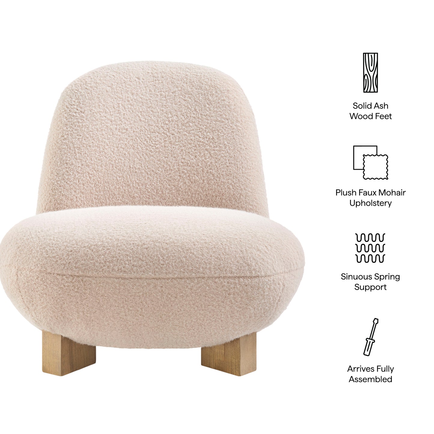 Norwood Faux Mohair Bean Shaped Accent Chair by Modway