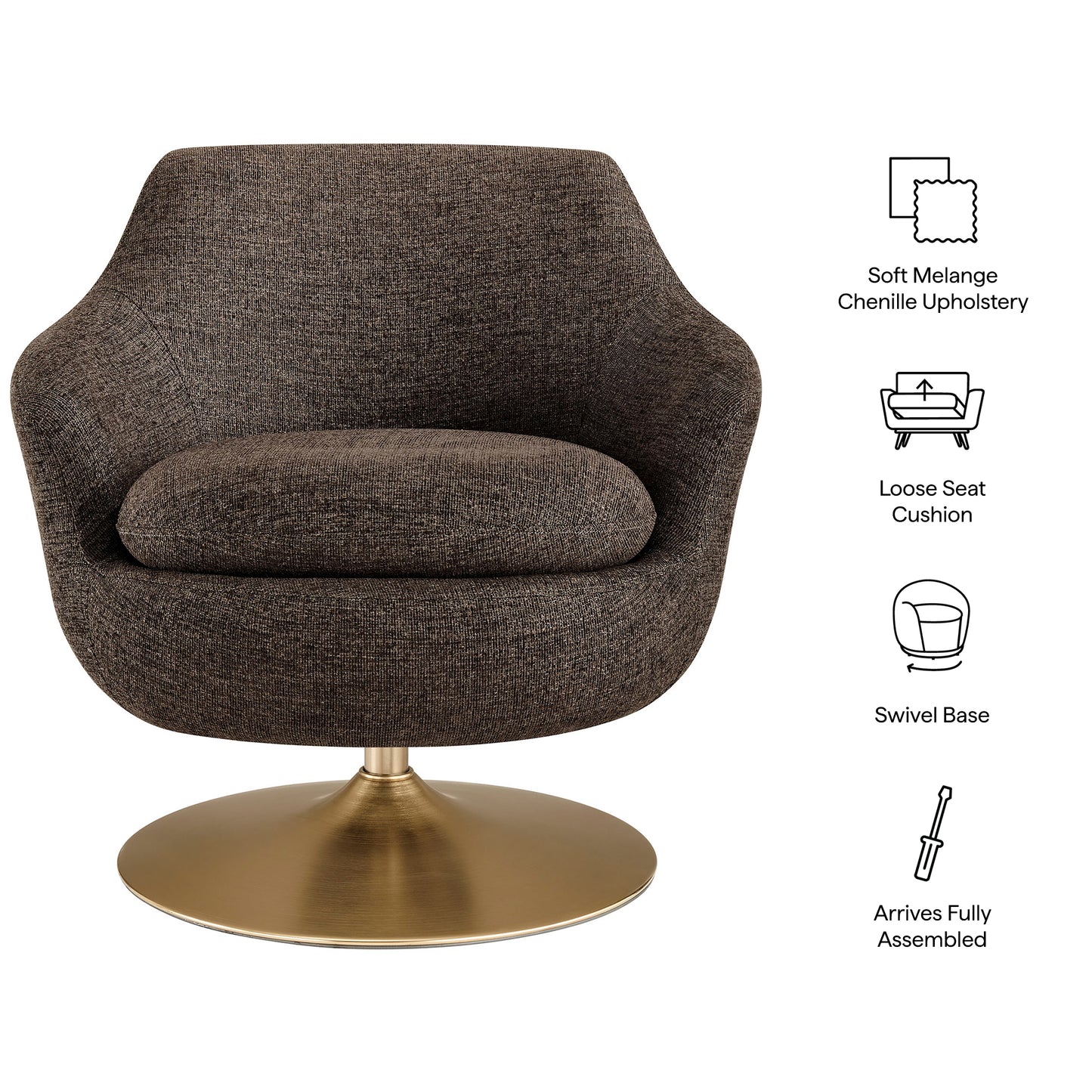 Quimby Melange Chenille Swivel Accent Chair by Modway