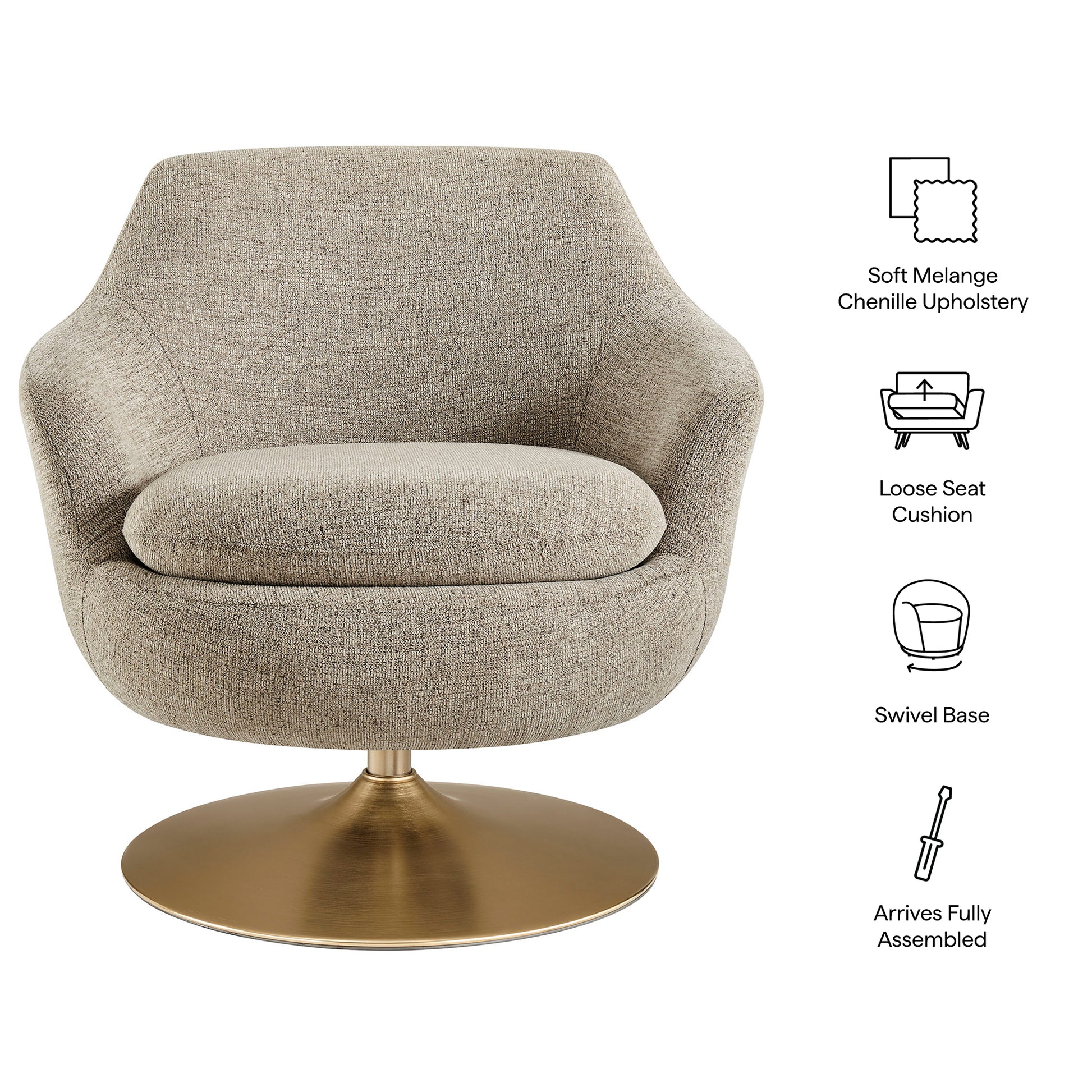 Quimby Melange Chenille Swivel Accent Chair by Modway