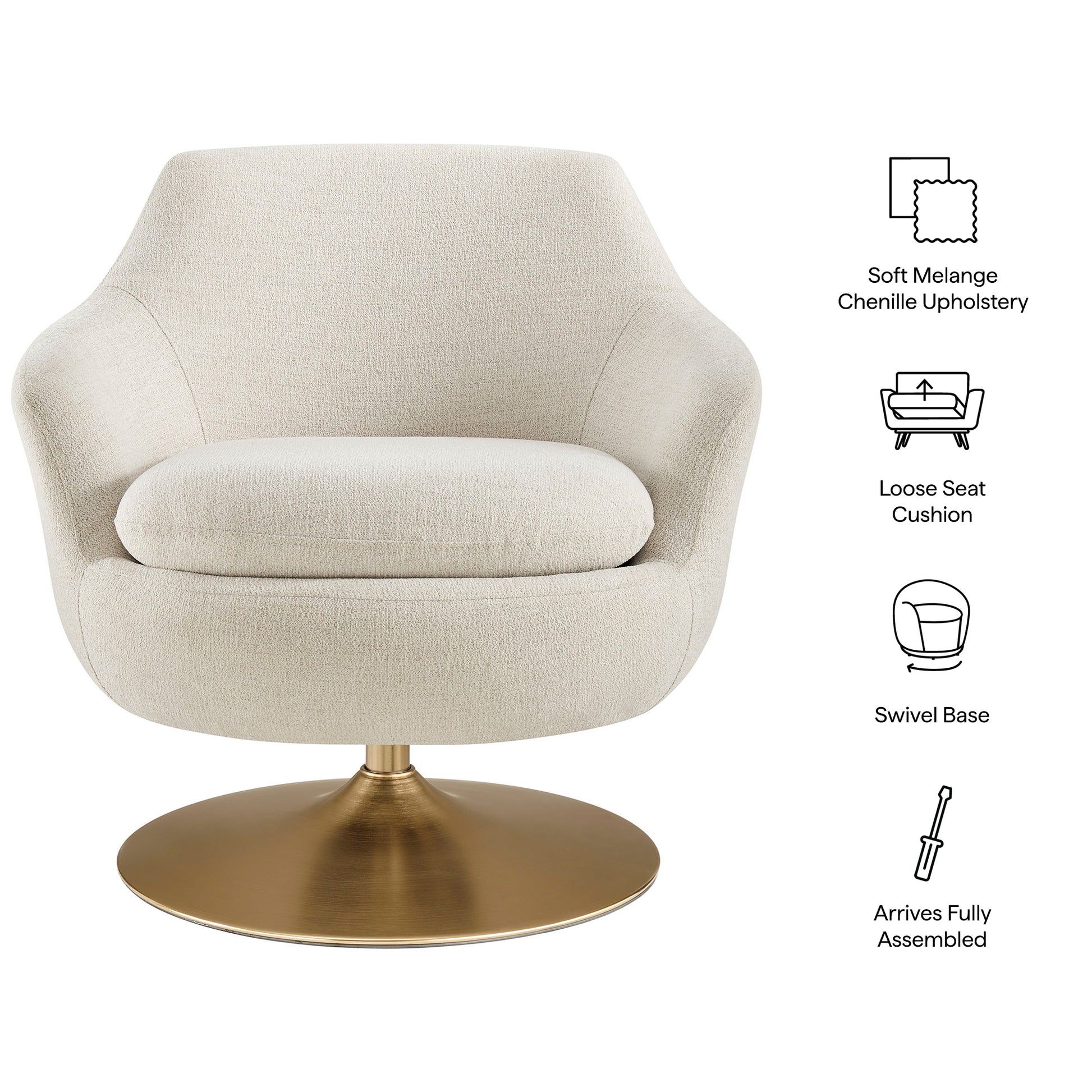 Quimby Melange Chenille Swivel Accent Chair by Modway