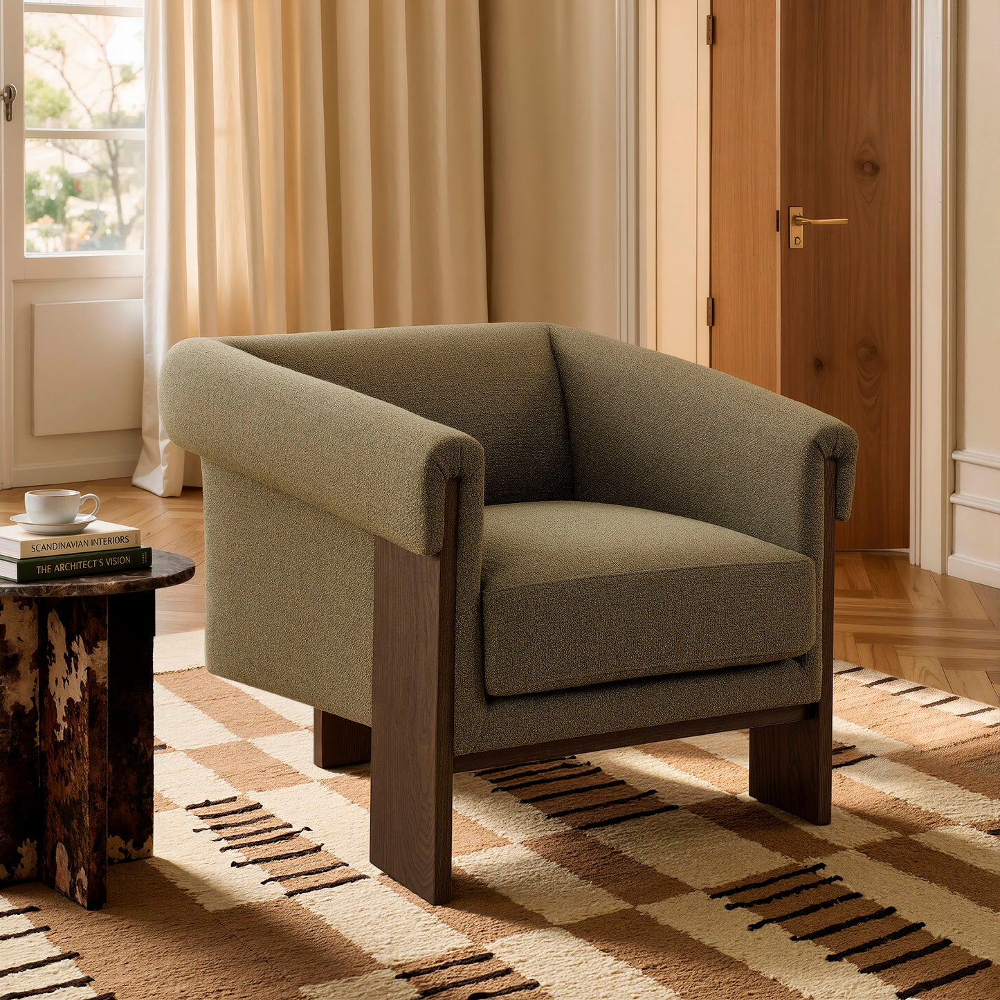 Halbrook Linen Blend Tripod Accent Chair by Modway