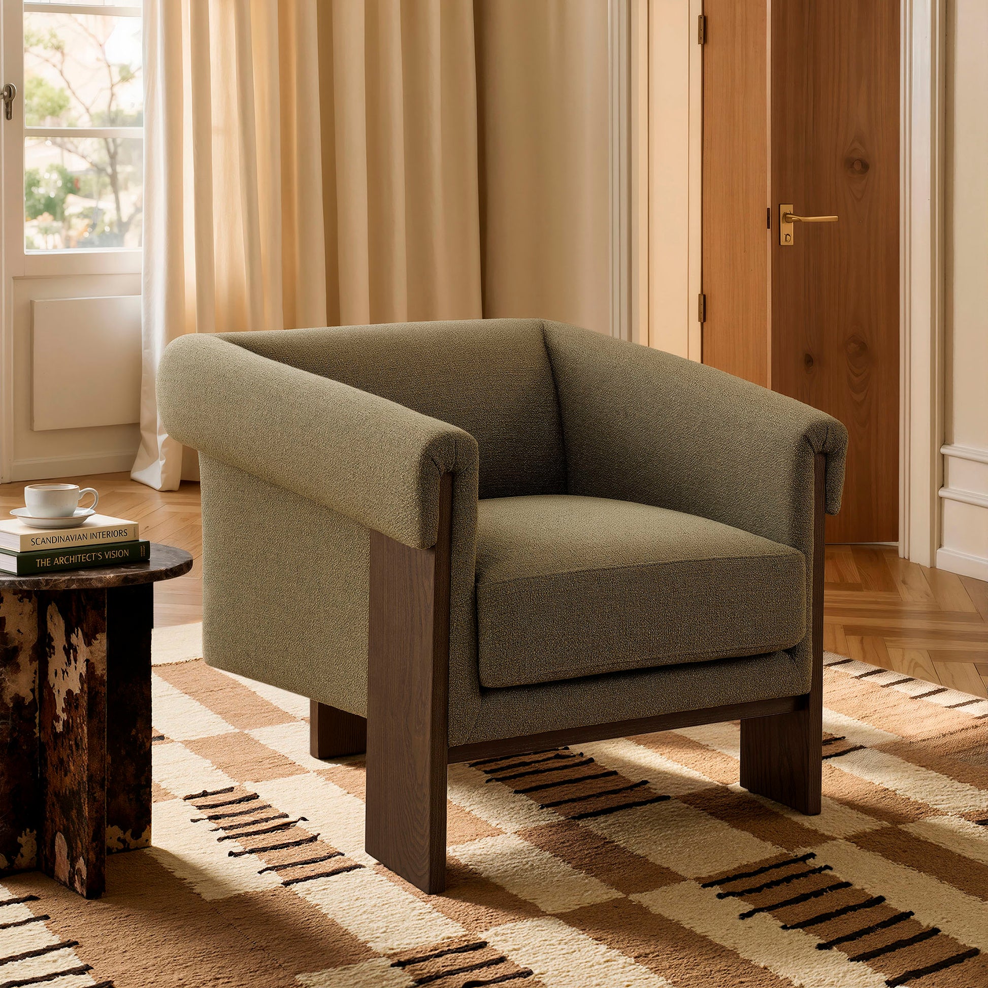 Halbrook Linen Blend Tripod Accent Chair by Modway