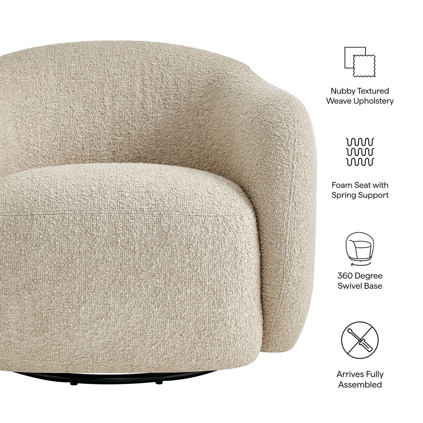 Selby Textured Woven Fabric Swivel Accent Chair by Modway