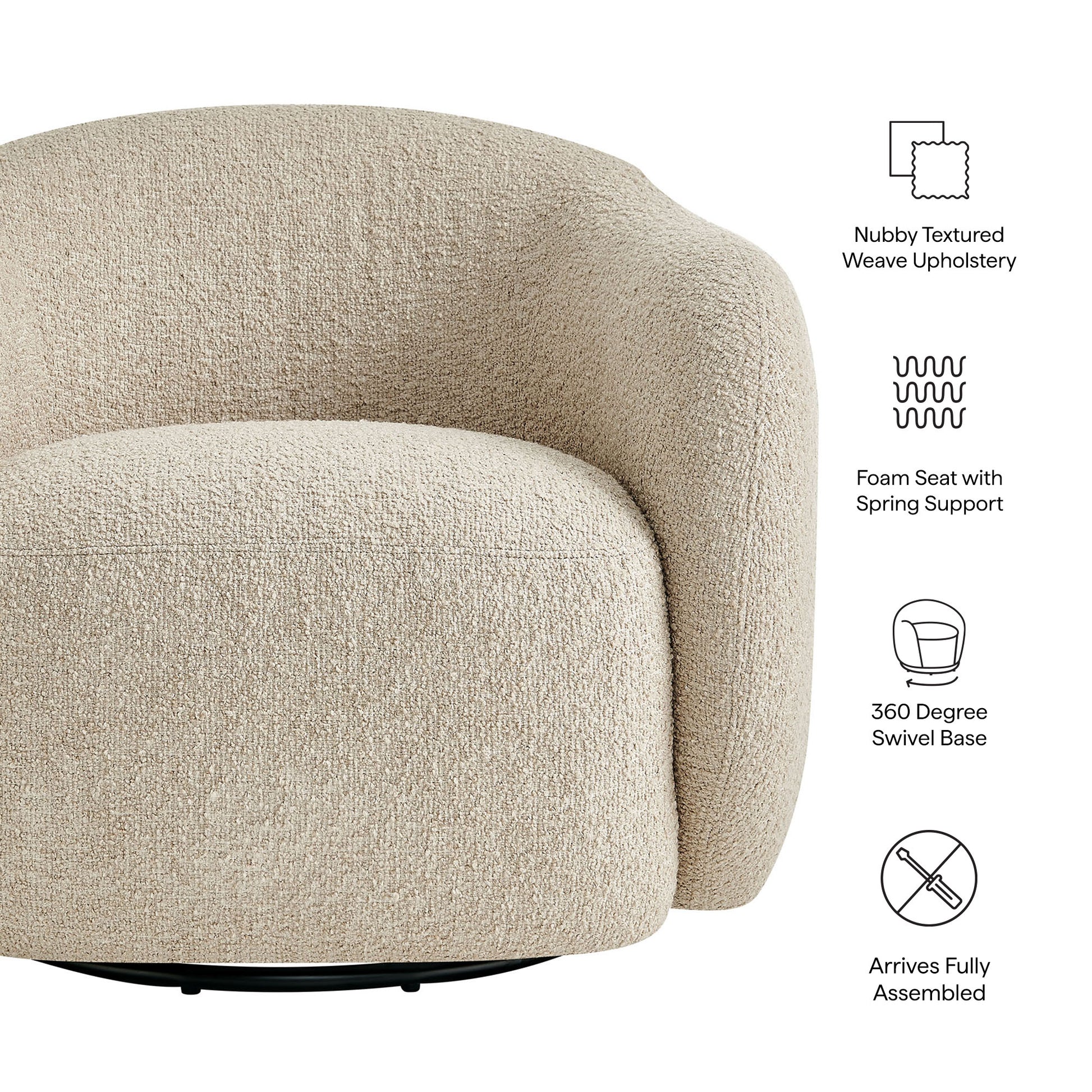 Selby Textured Woven Fabric Swivel Accent Chair by Modway