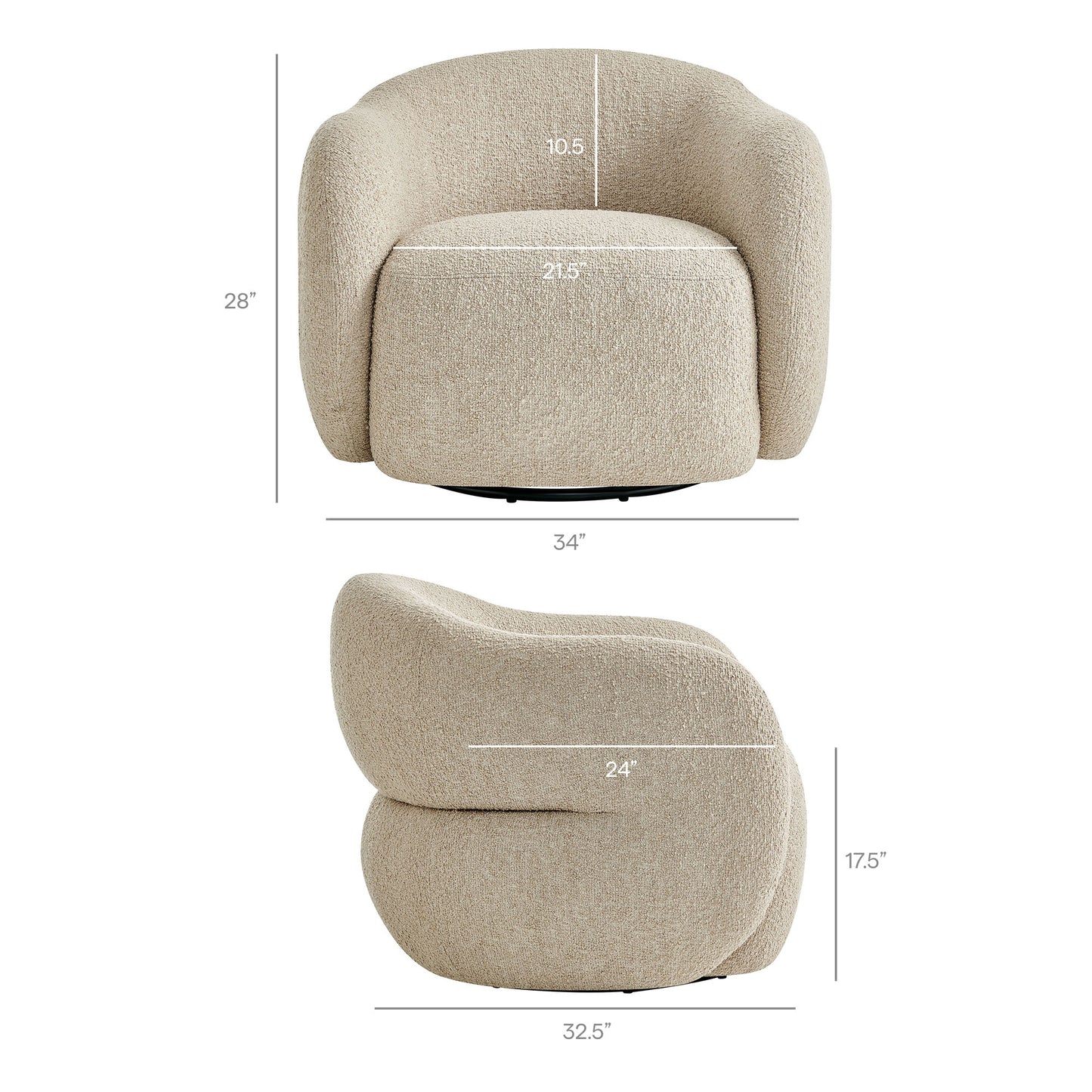 Selby Textured Woven Fabric Swivel Accent Chair by Modway