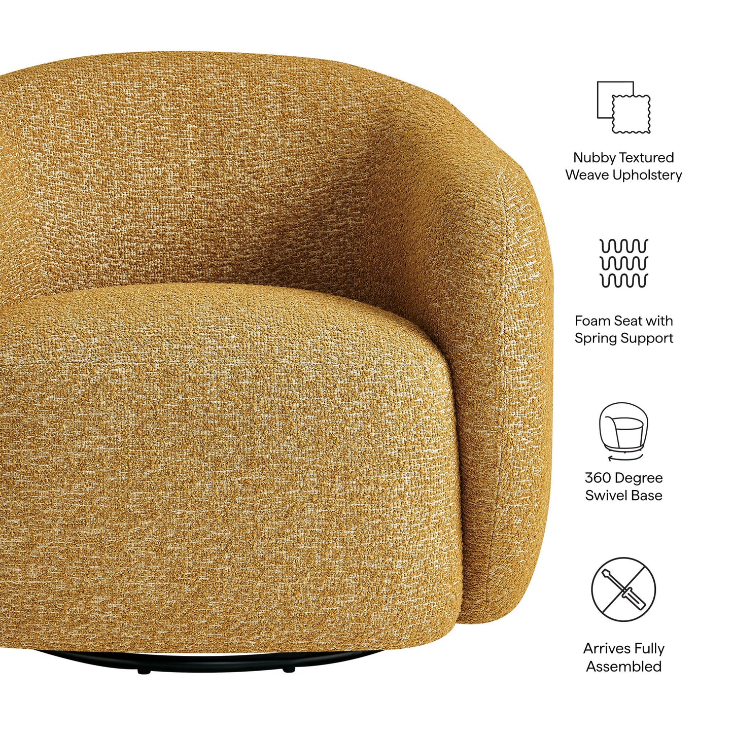 Selby Textured Woven Fabric Swivel Accent Chair by Modway