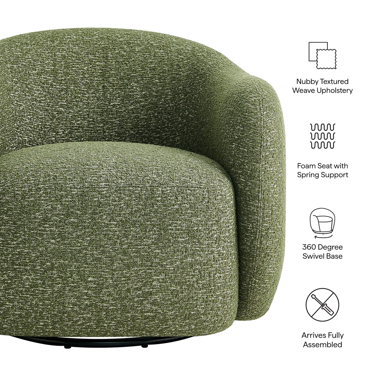 Selby Textured Woven Fabric Swivel Accent Chair by Modway