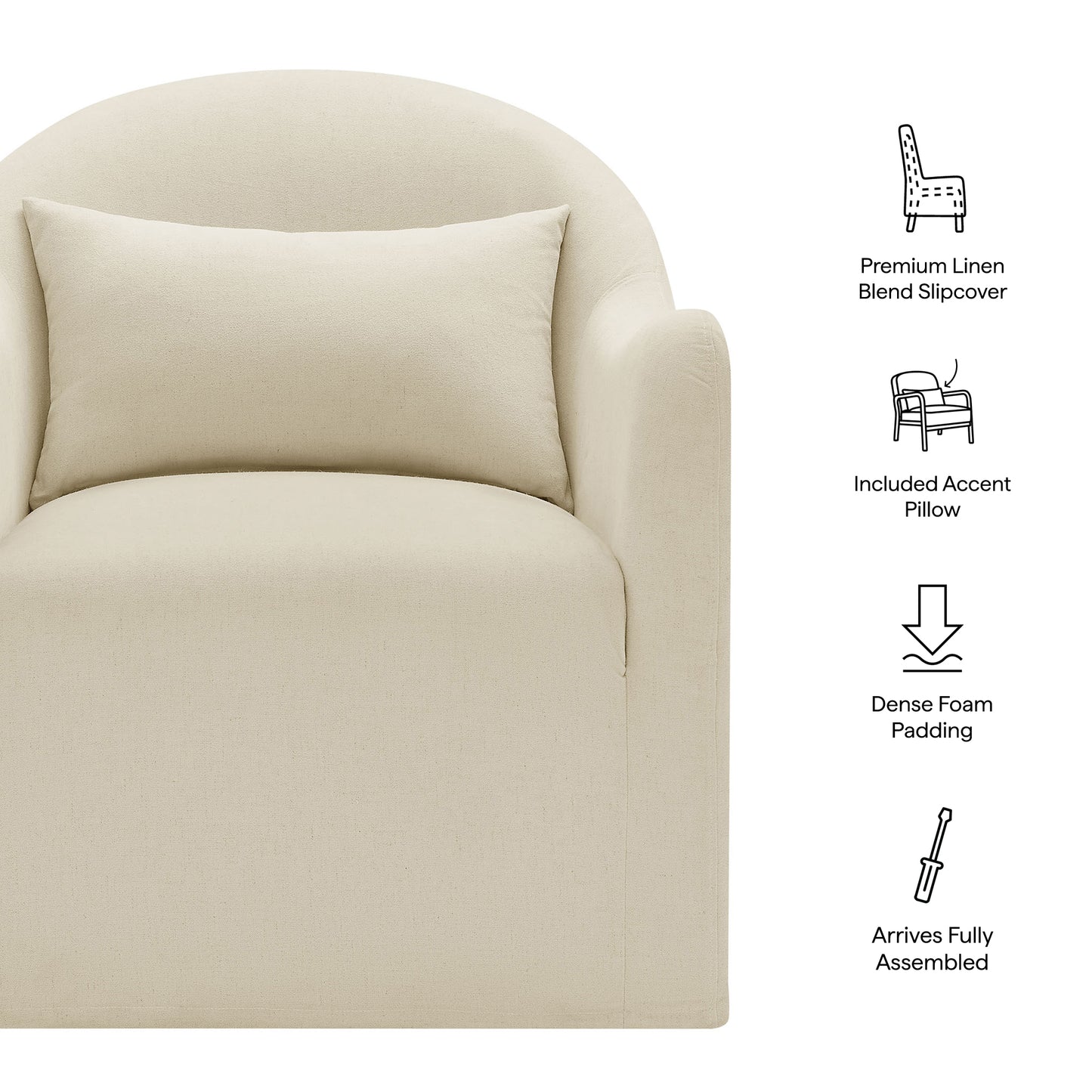 Bardot Slipcovered Linen Blend Accent Chair by Modway