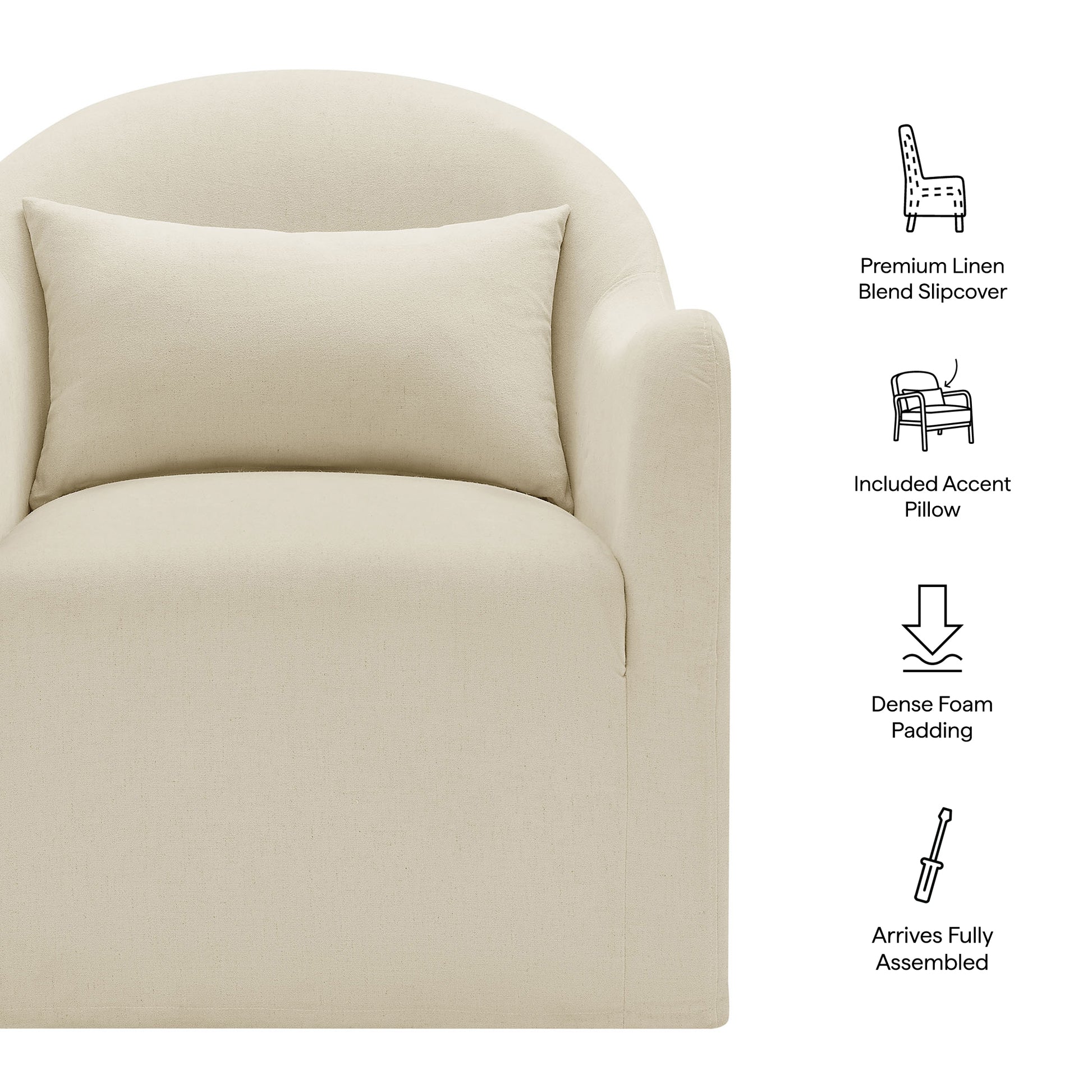 Bardot Slipcovered Linen Blend Accent Chair by Modway