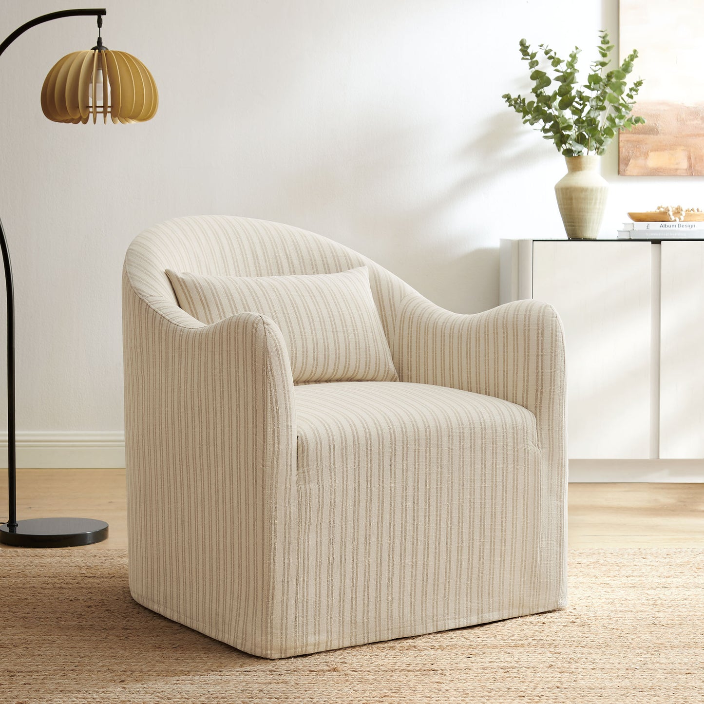 Bardot Slipcovered Striped Accent Chair by Modway