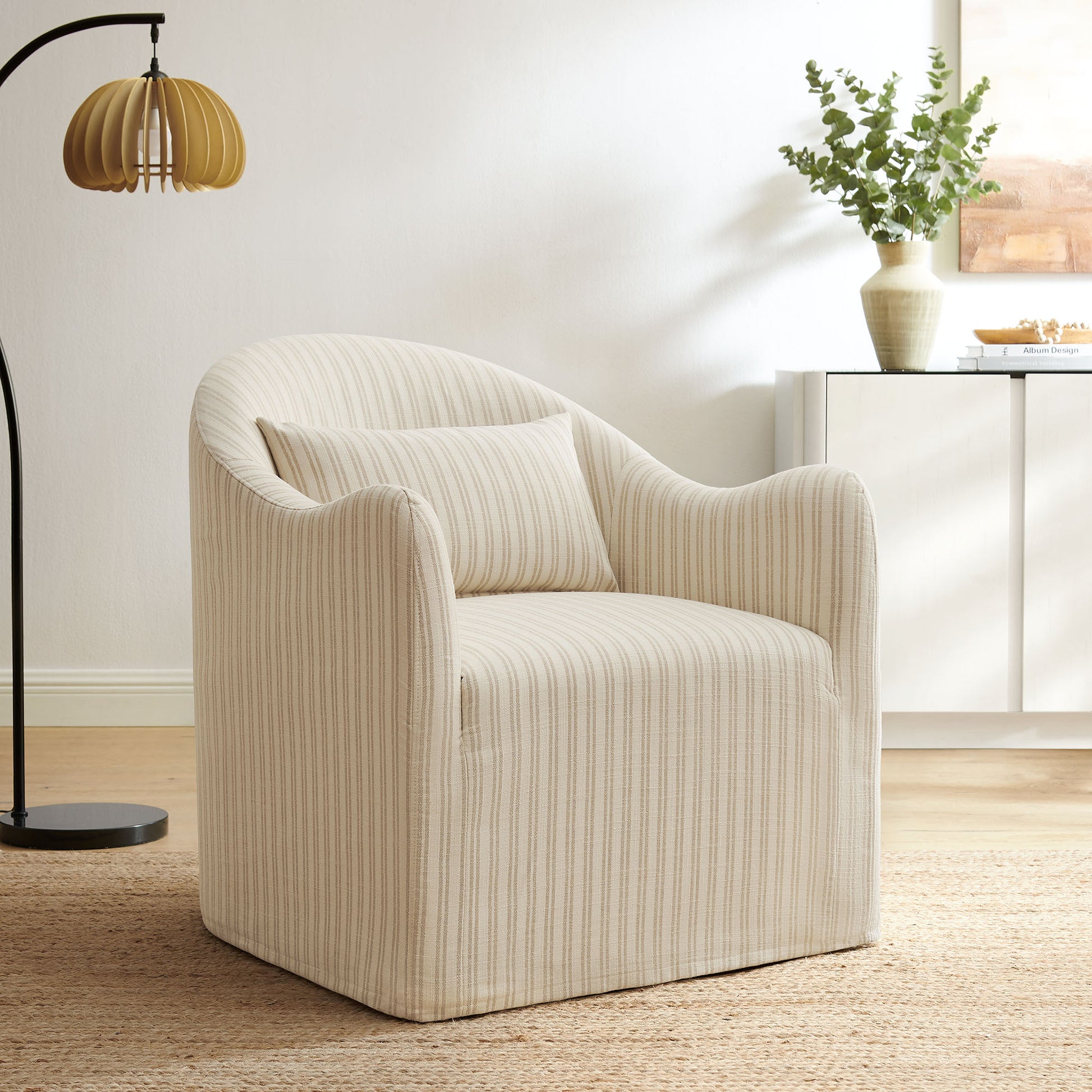 Bardot Slipcovered Striped Accent Chair by Modway