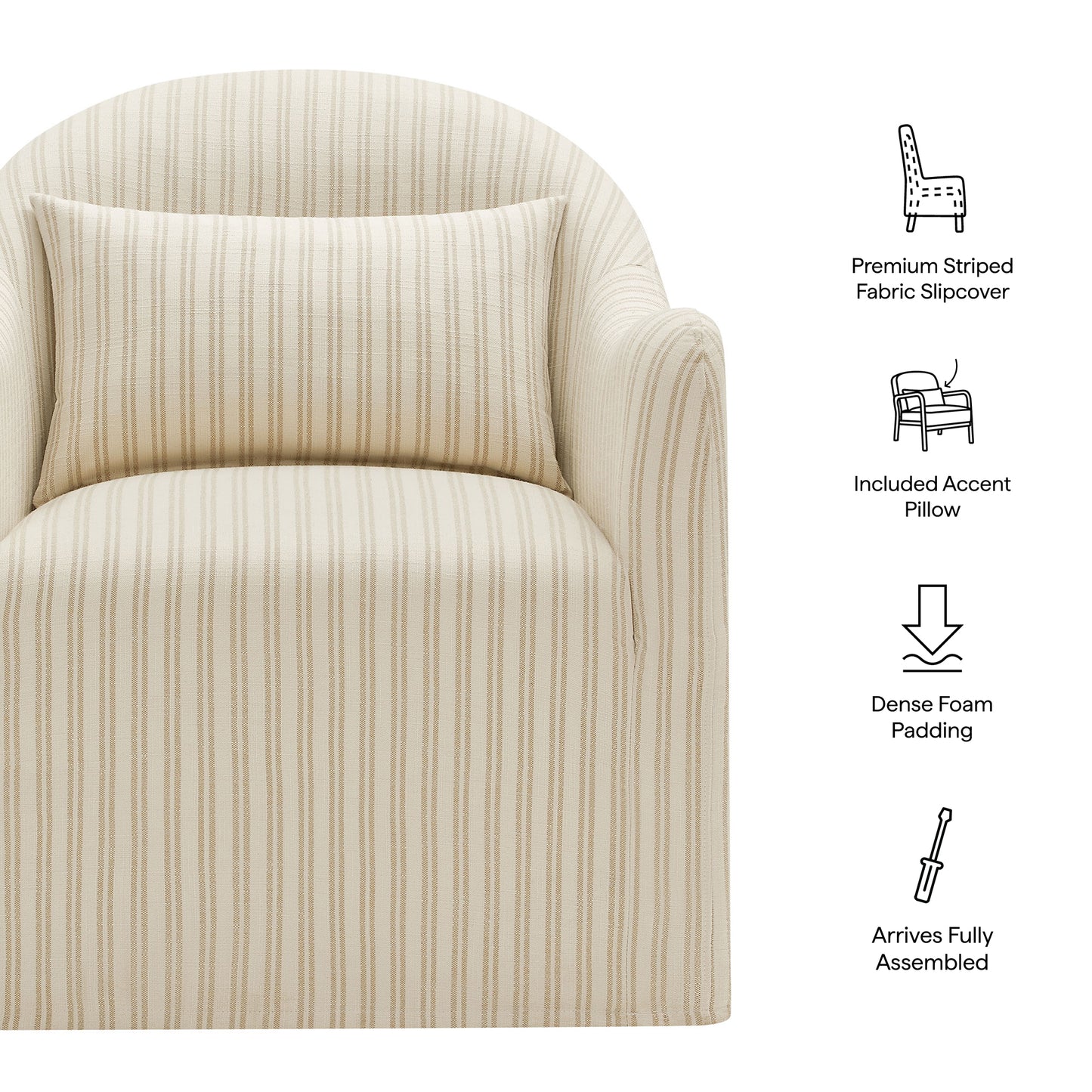 Bardot Slipcovered Striped Accent Chair by Modway