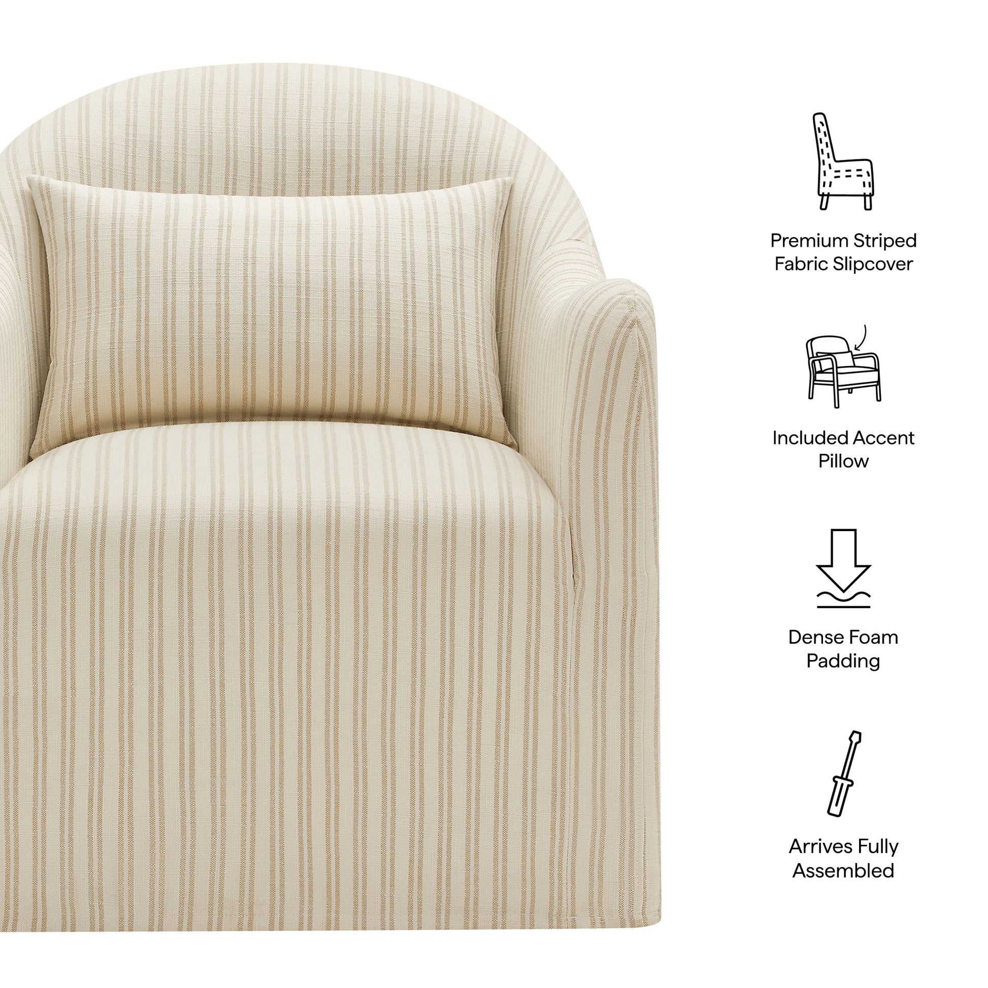 Bardot Slipcovered Striped Accent Chair by Modway