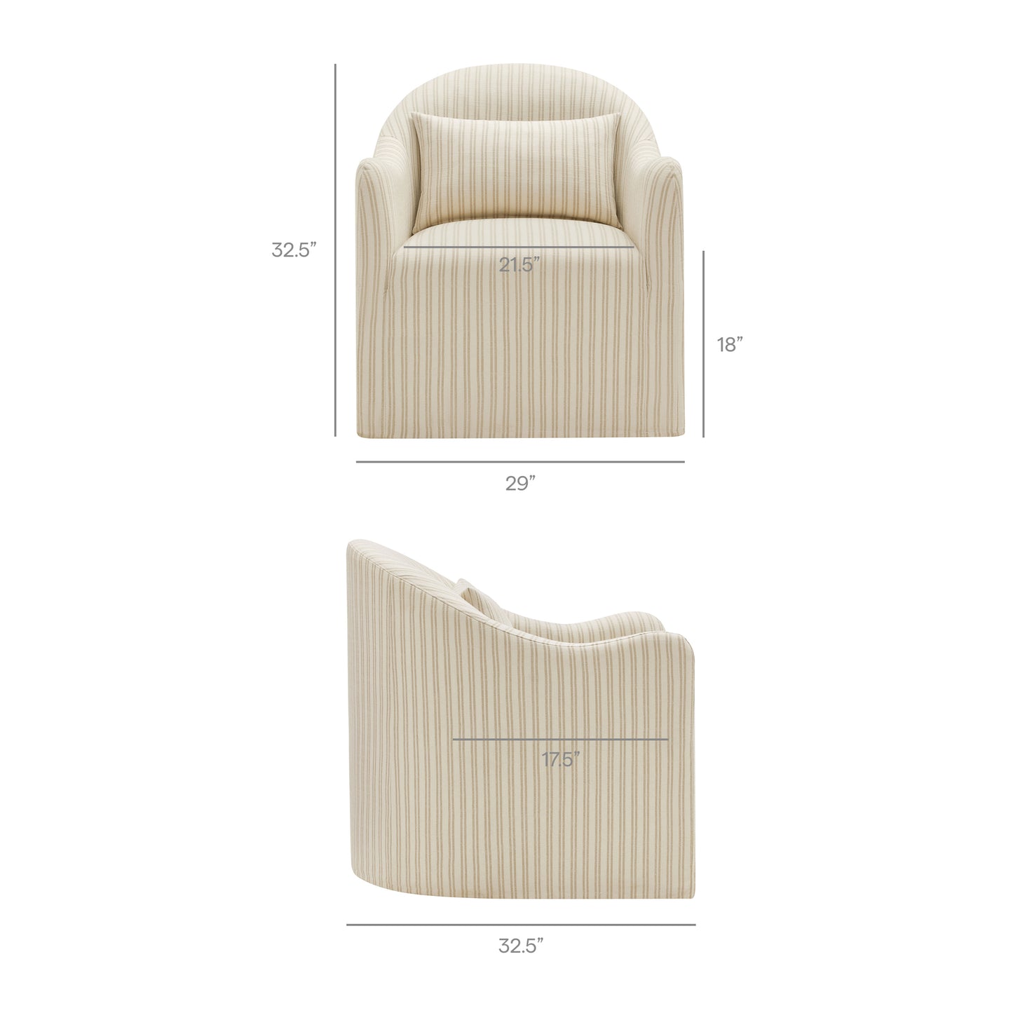 Bardot Slipcovered Striped Accent Chair by Modway