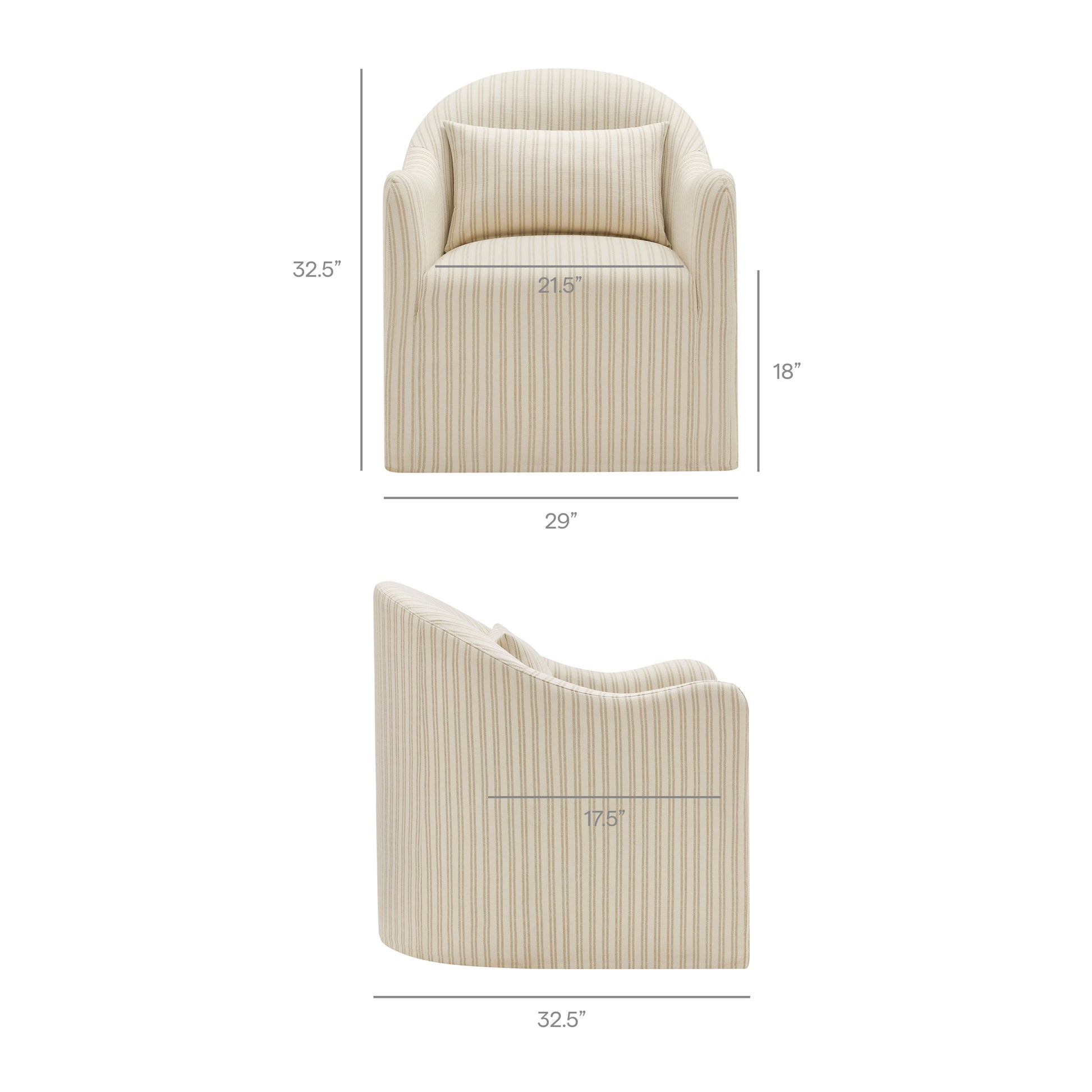 Bardot Slipcovered Striped Accent Chair by Modway