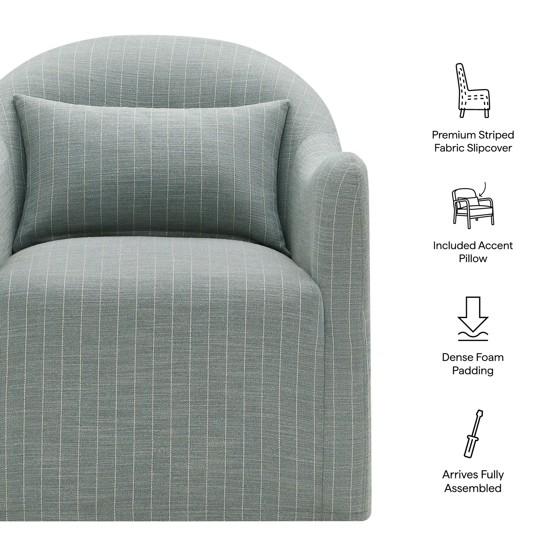 Bardot Slipcovered Striped Accent Chair by Modway