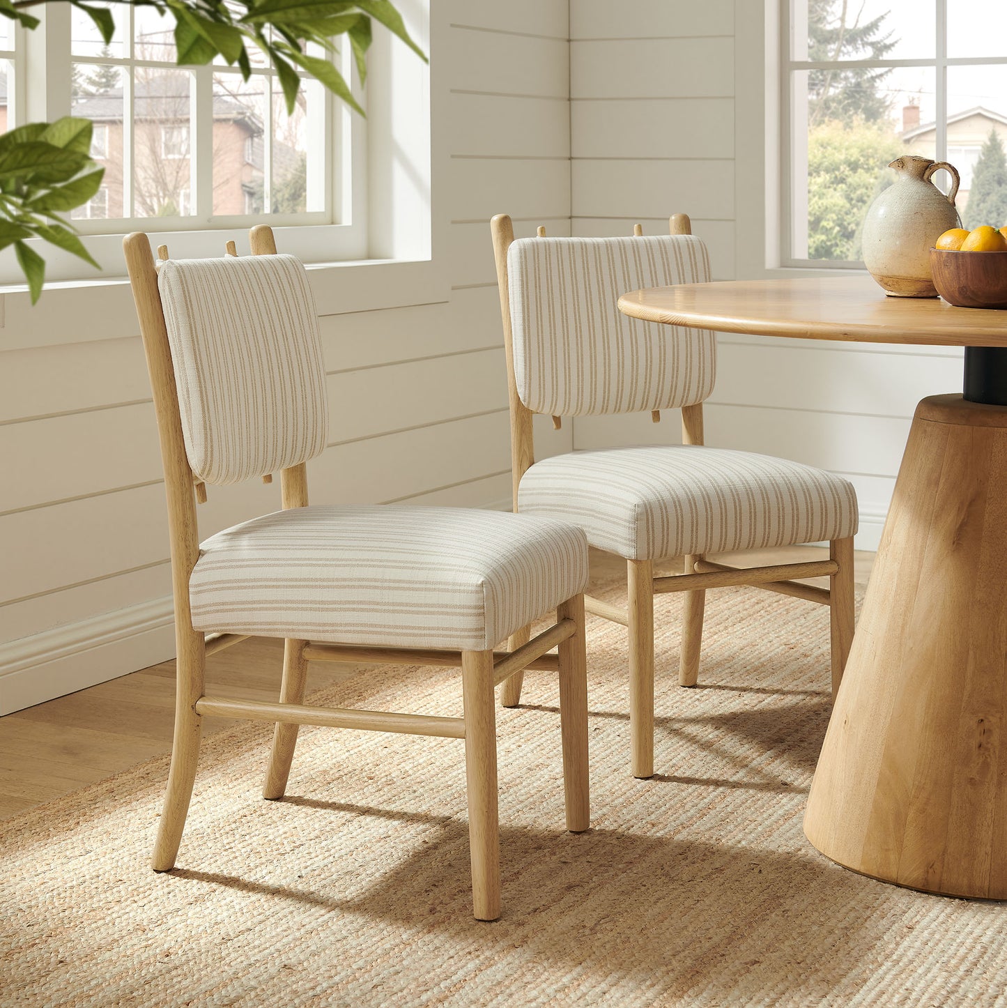 Mauden Striped Dining Side Chairs Set of 2 by Modway