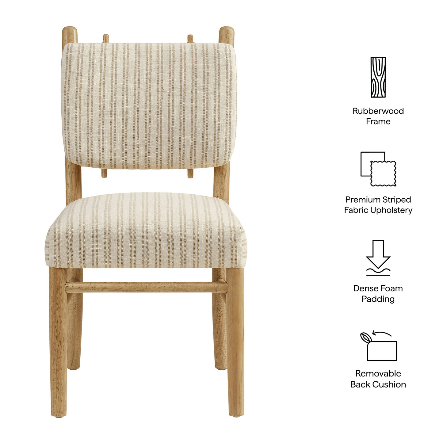 Mauden Striped Dining Side Chairs Set of 2 by Modway