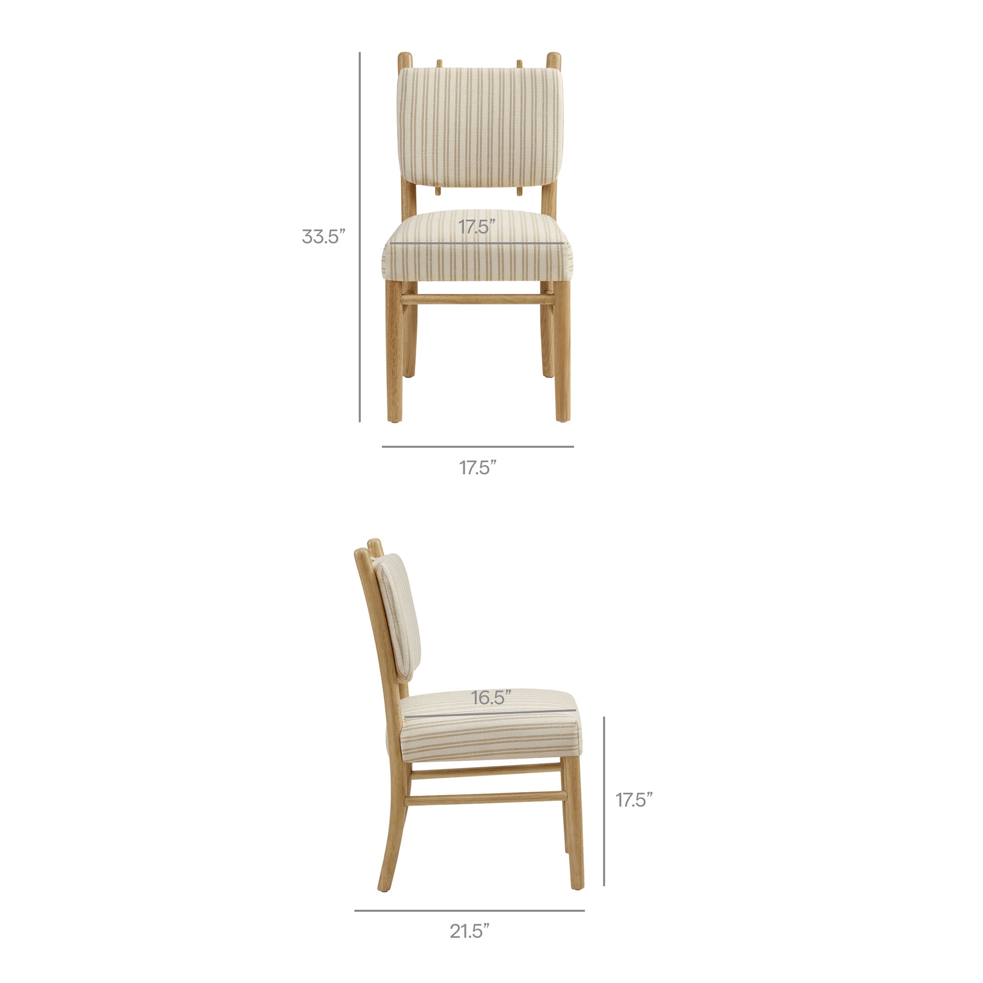 Mauden Striped Dining Side Chairs Set of 2 by Modway