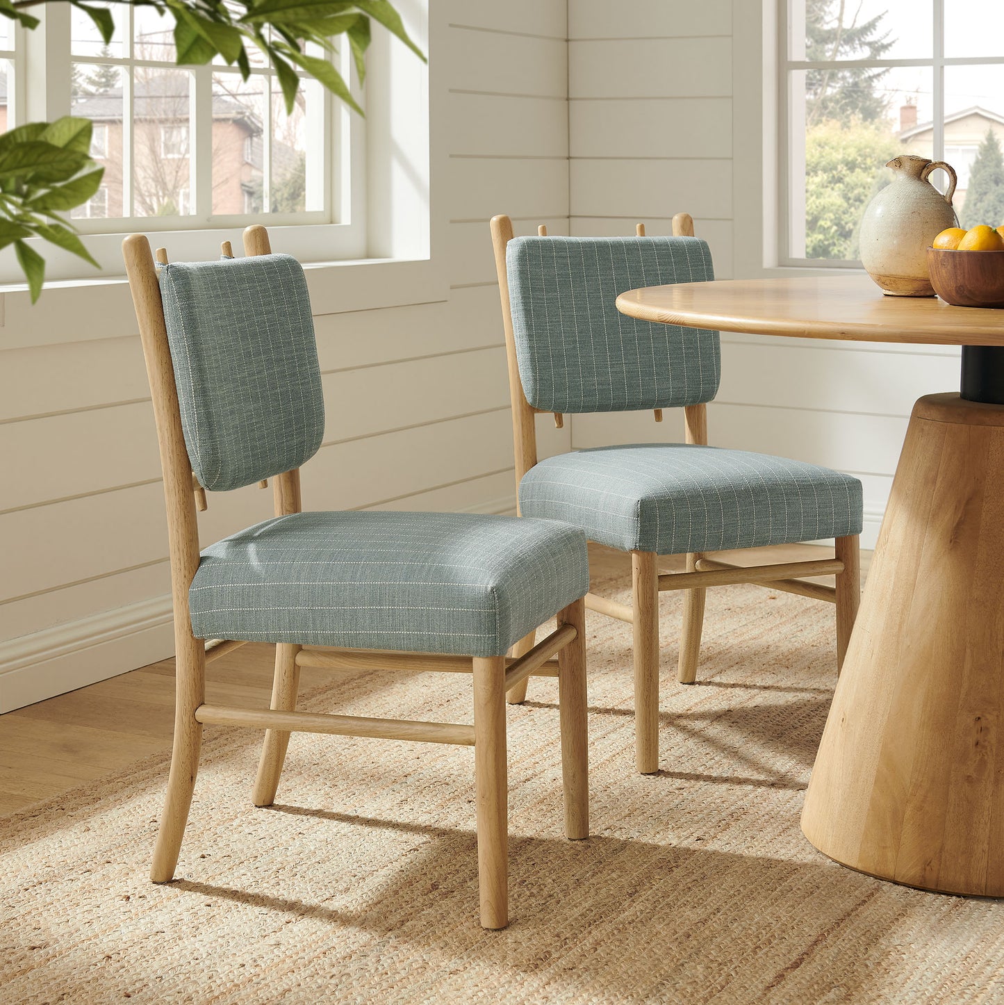 Mauden Striped Dining Side Chairs Set of 2 by Modway