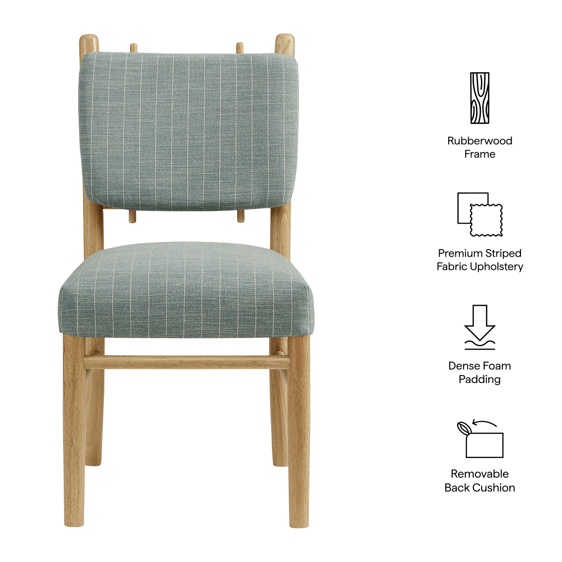 Mauden Striped Dining Side Chairs Set of 2 by Modway