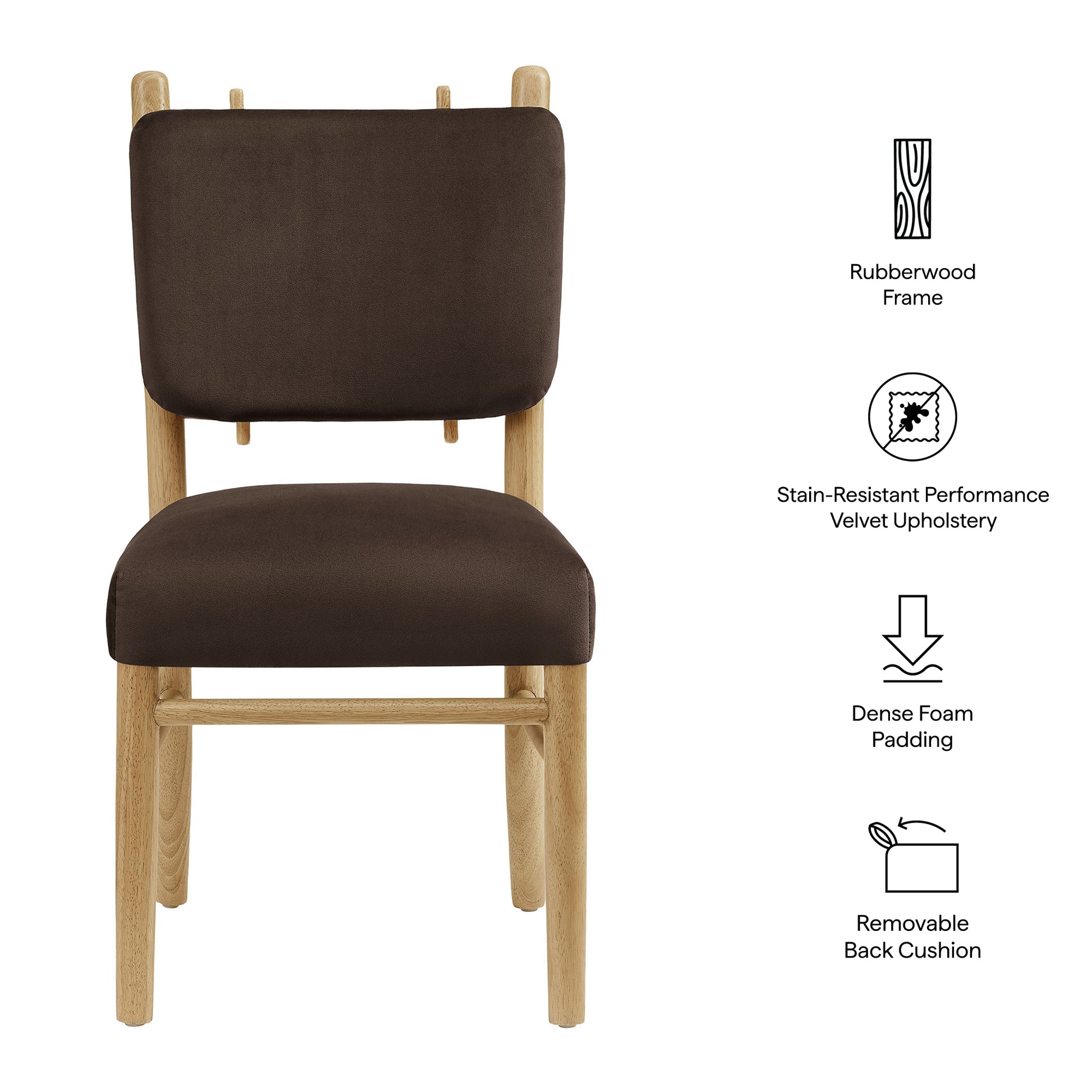 Mauden Performance Velvet Dining Side Chairs Set of 2 by Modway