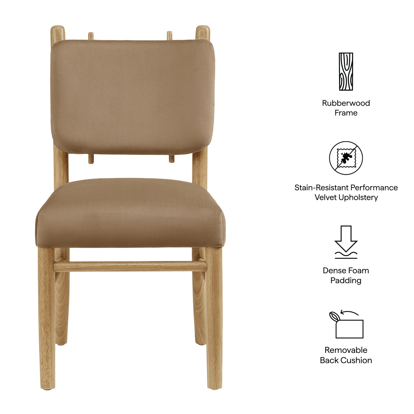 Mauden Performance Velvet Dining Side Chairs Set of 2 by Modway
