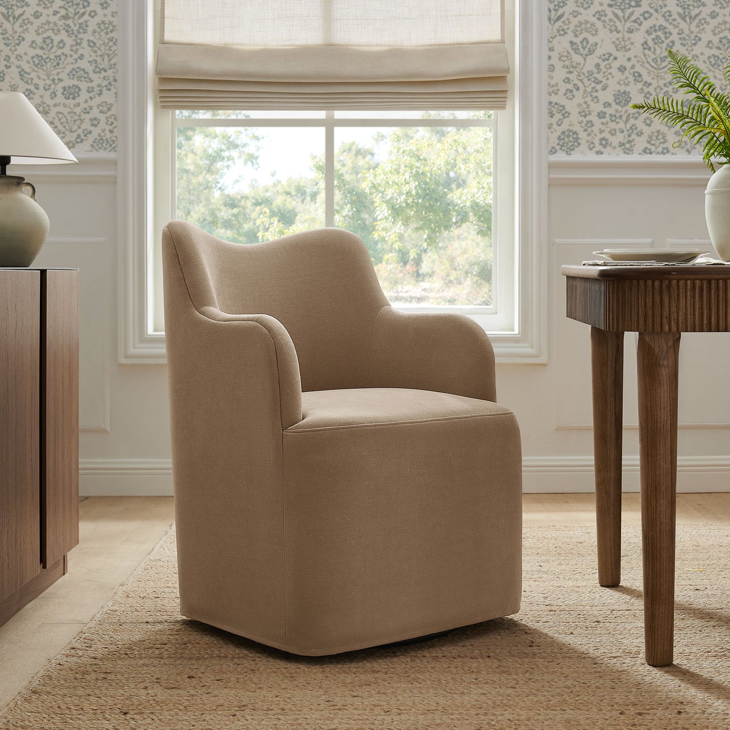 Cordelle Linen Blend Swivel Dining Chair by Modway