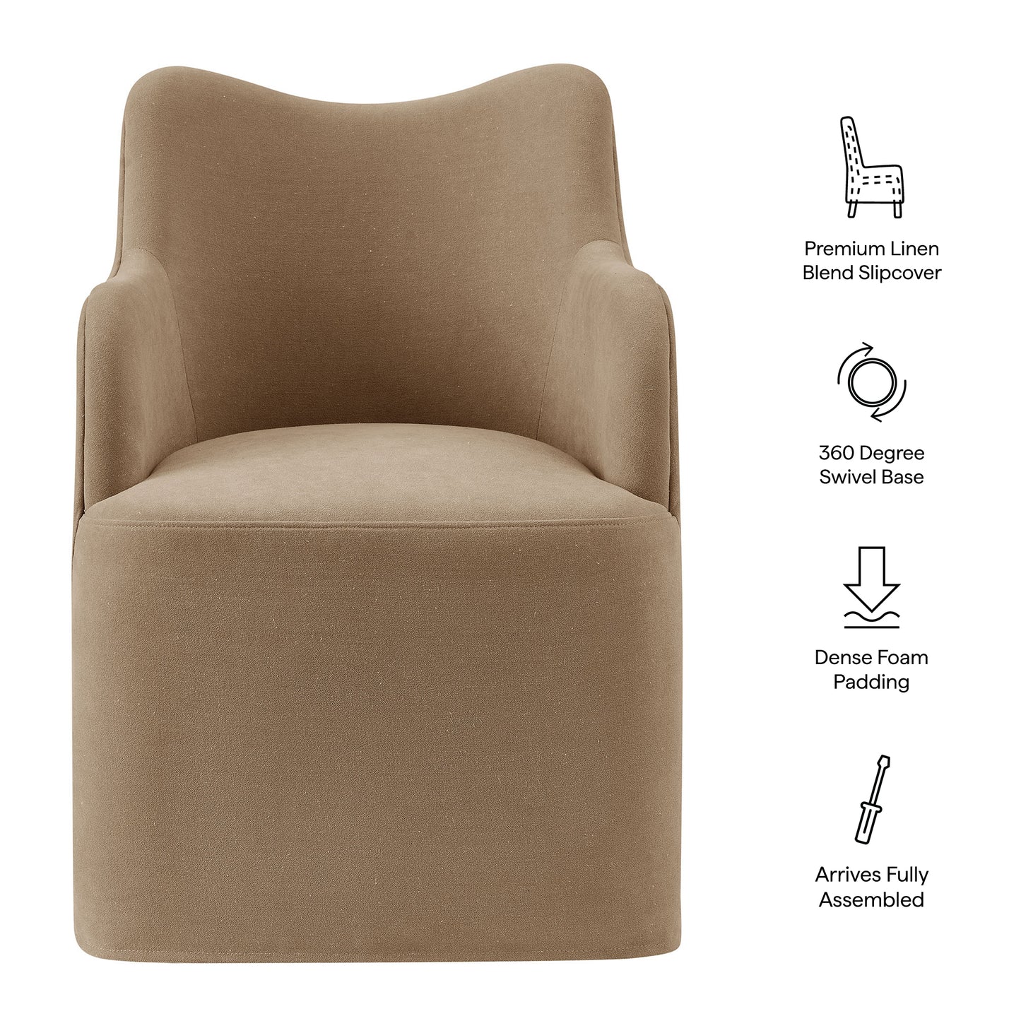 Cordelle Linen Blend Swivel Dining Chair by Modway