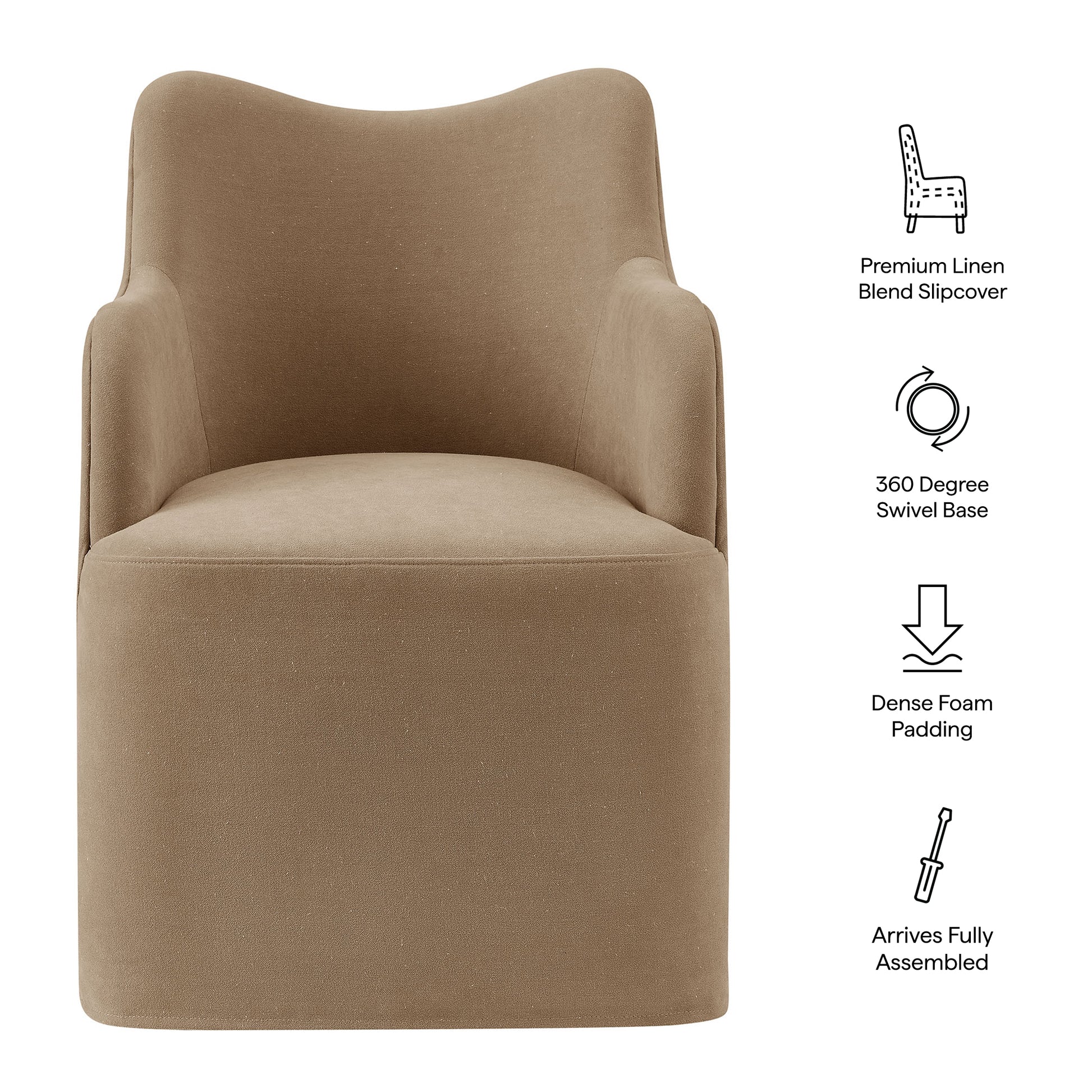 Cordelle Linen Blend Swivel Dining Chair by Modway