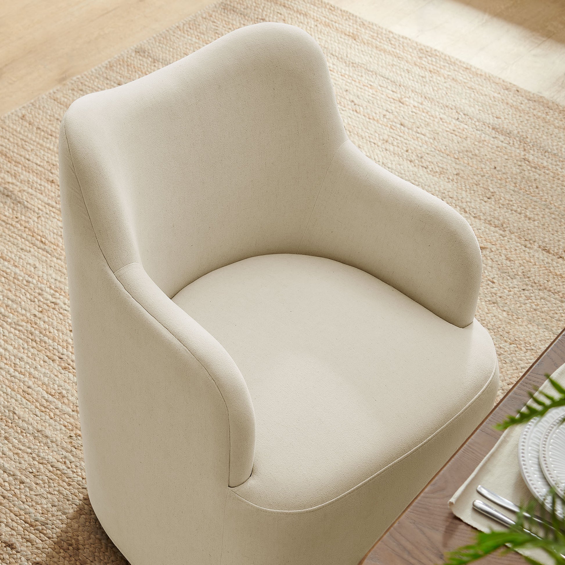 Cordelle Linen Blend Swivel Dining Chair by Modway
