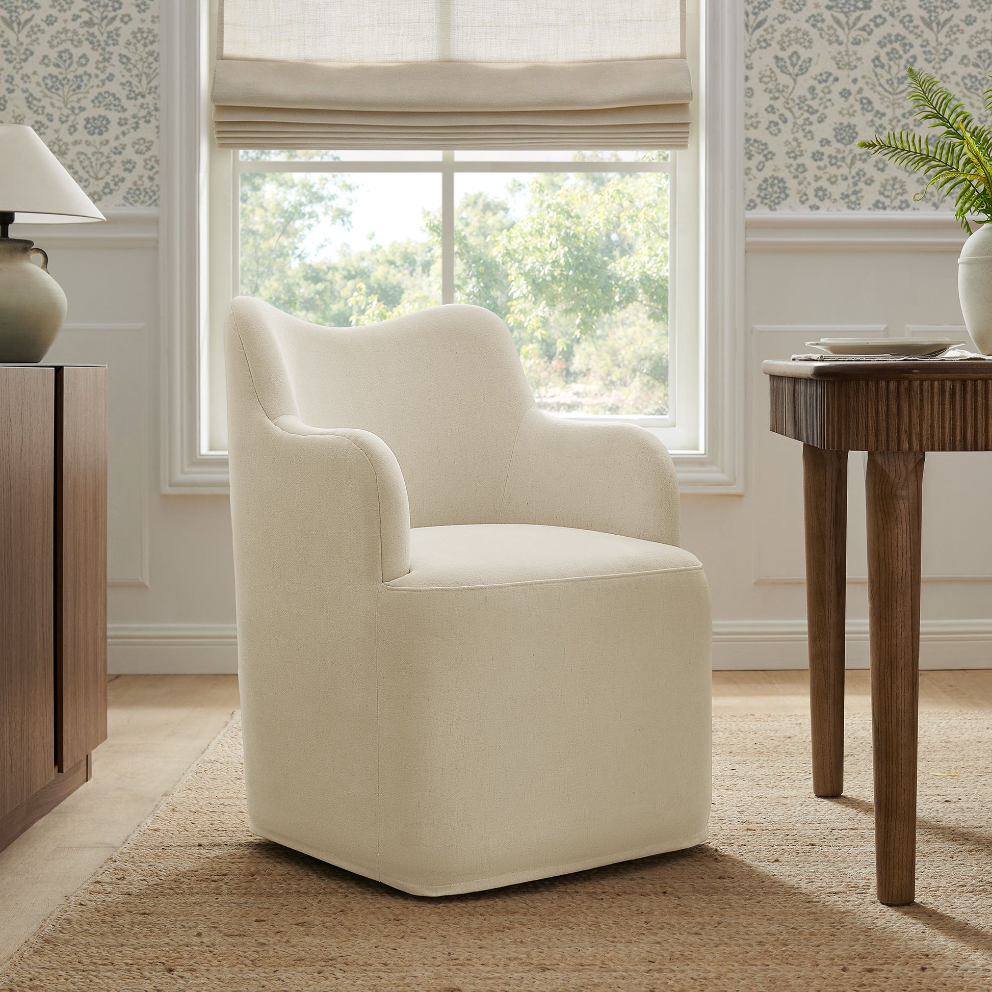 Cordelle Linen Blend Swivel Dining Chair by Modway
