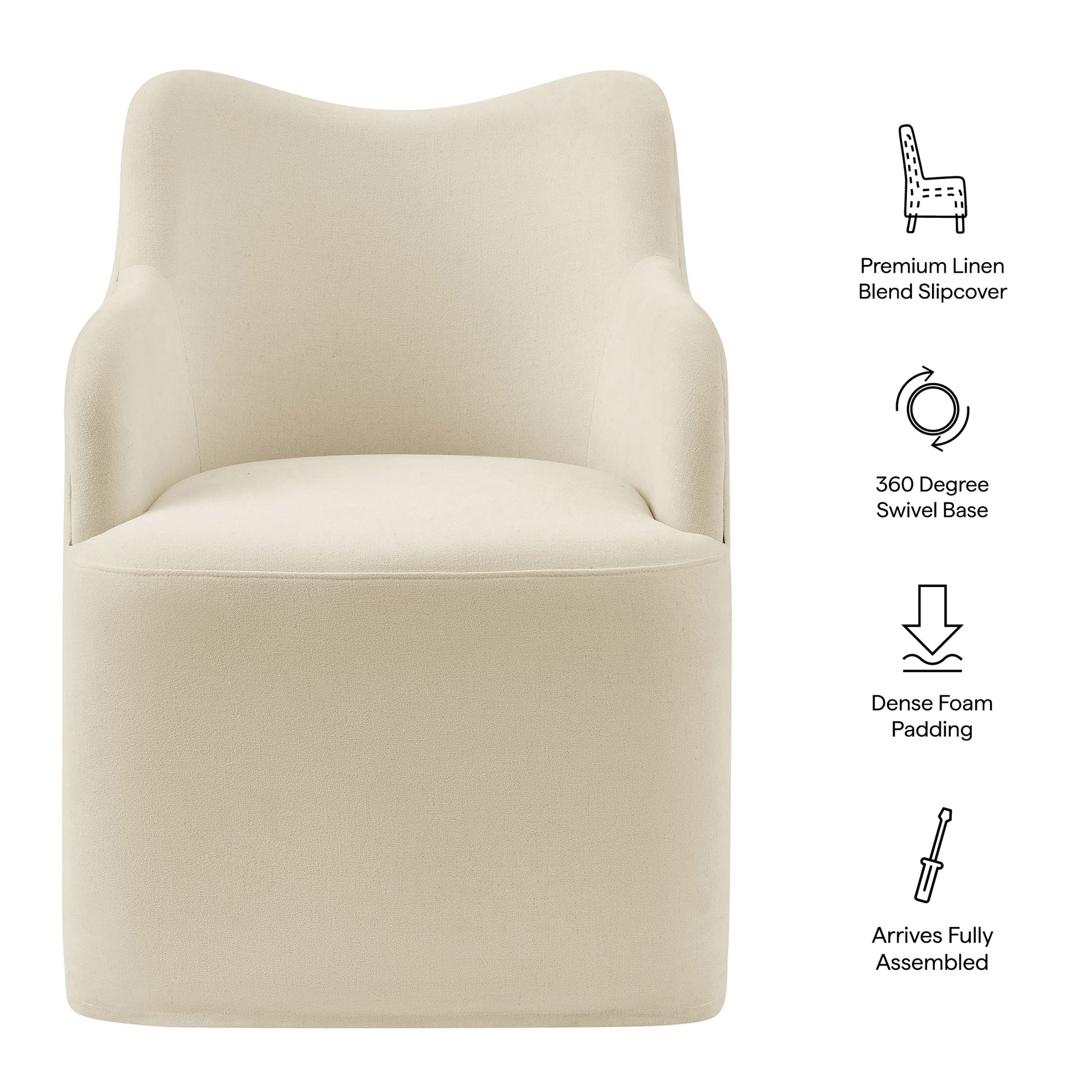 Cordelle Linen Blend Swivel Dining Chair by Modway