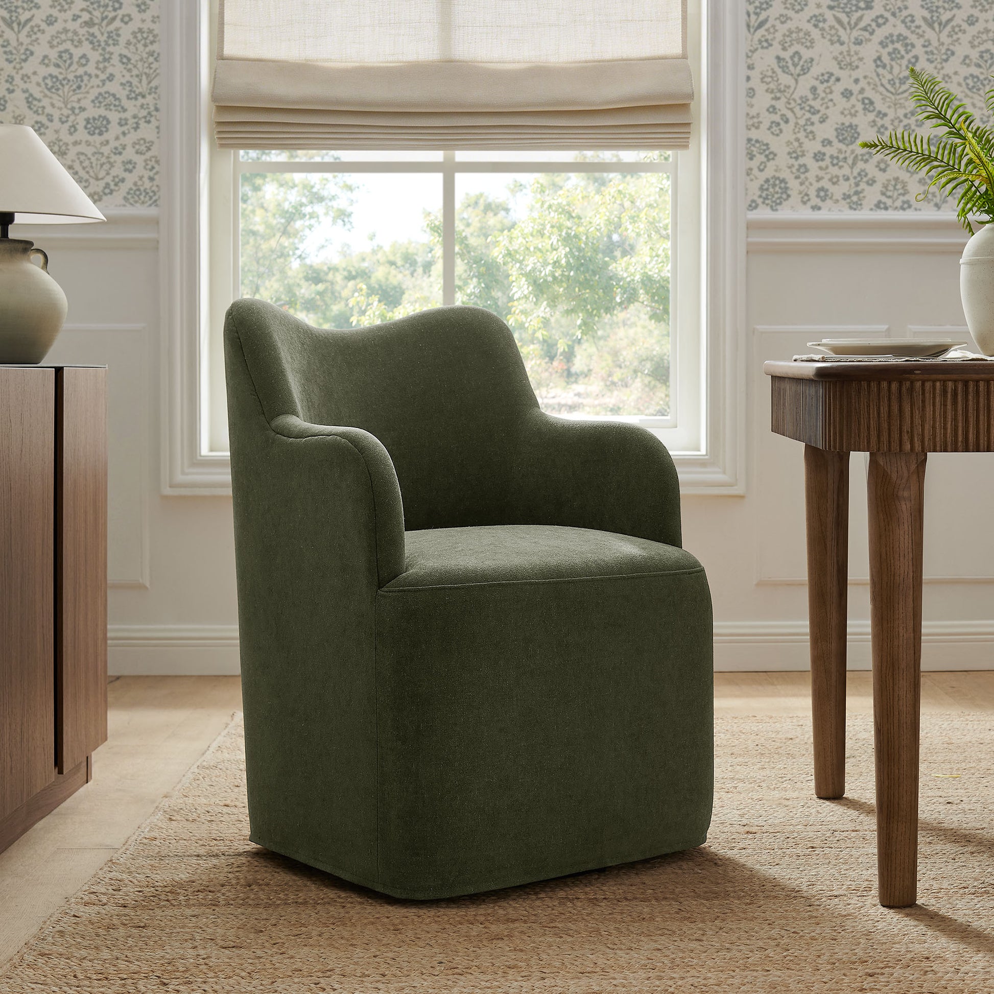 Cordelle Linen Blend Swivel Dining Chair by Modway