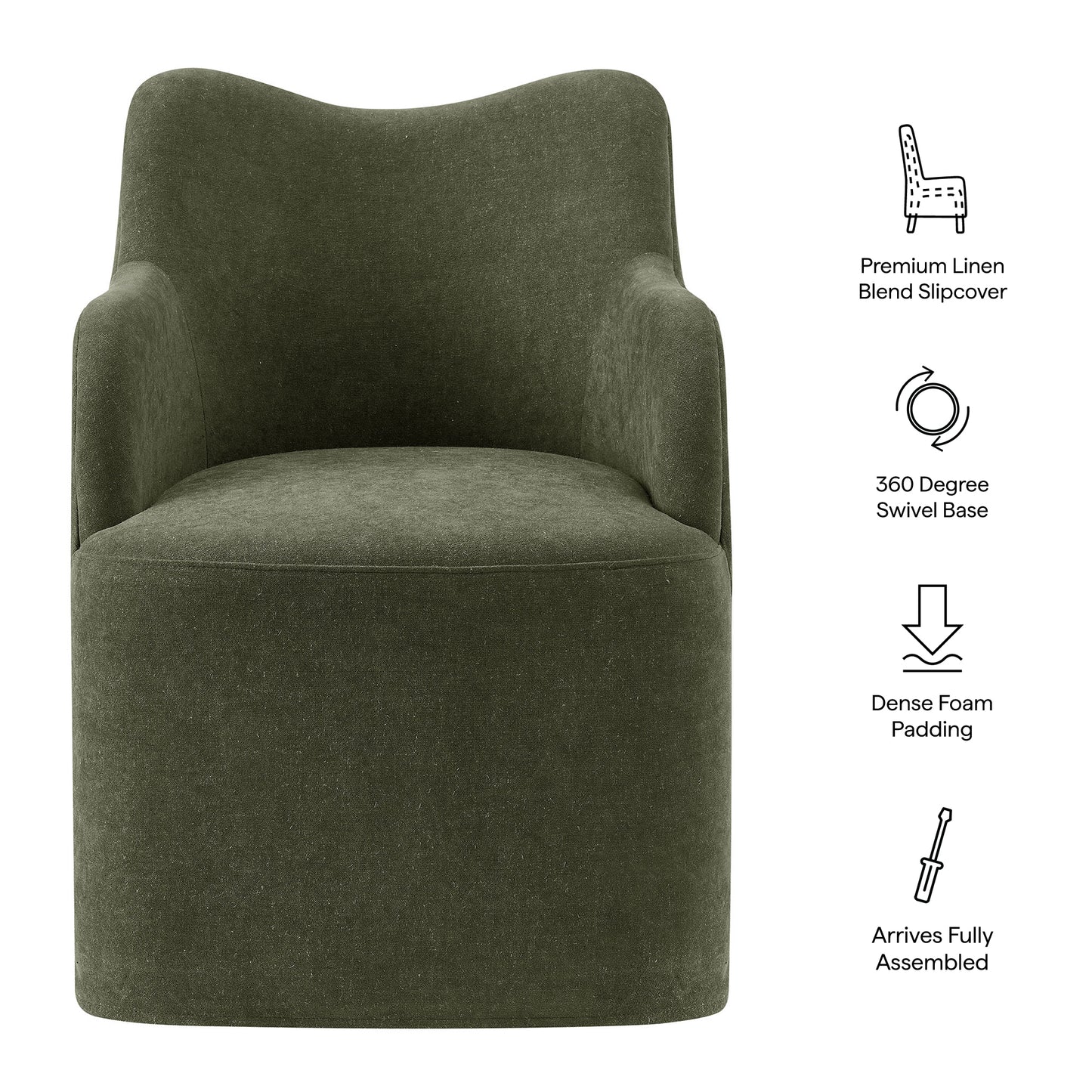 Cordelle Linen Blend Swivel Dining Chair by Modway