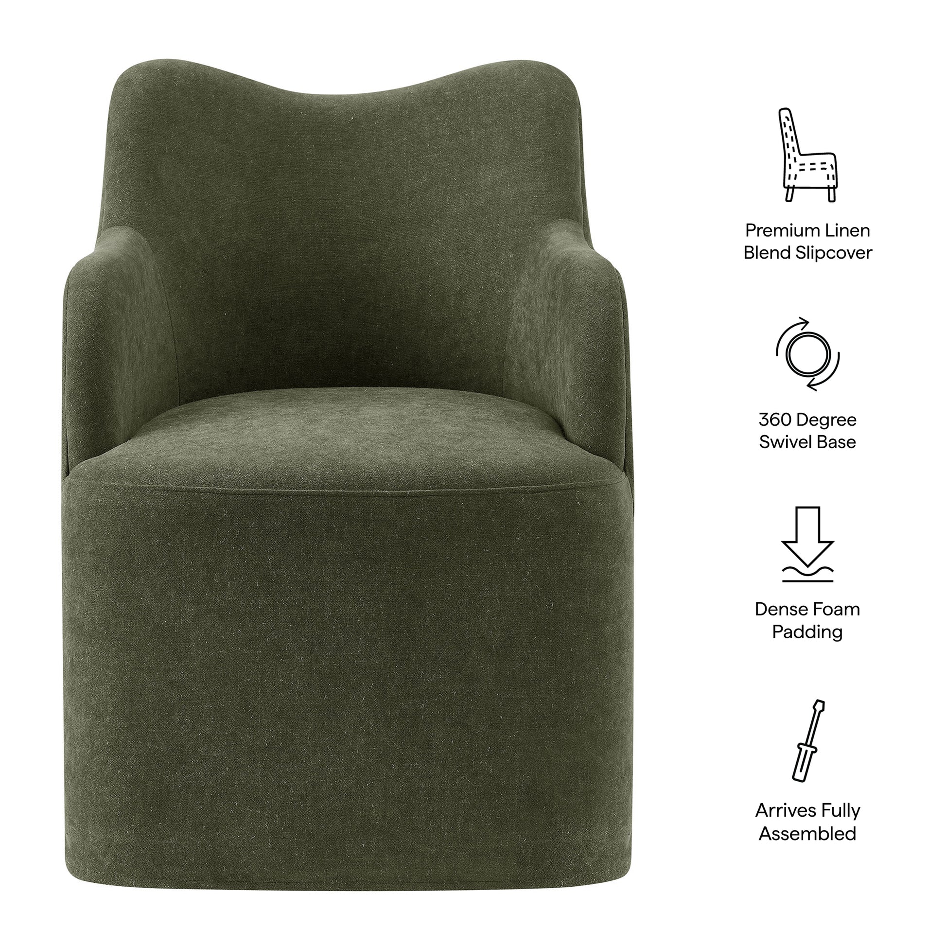Cordelle Linen Blend Swivel Dining Chair by Modway