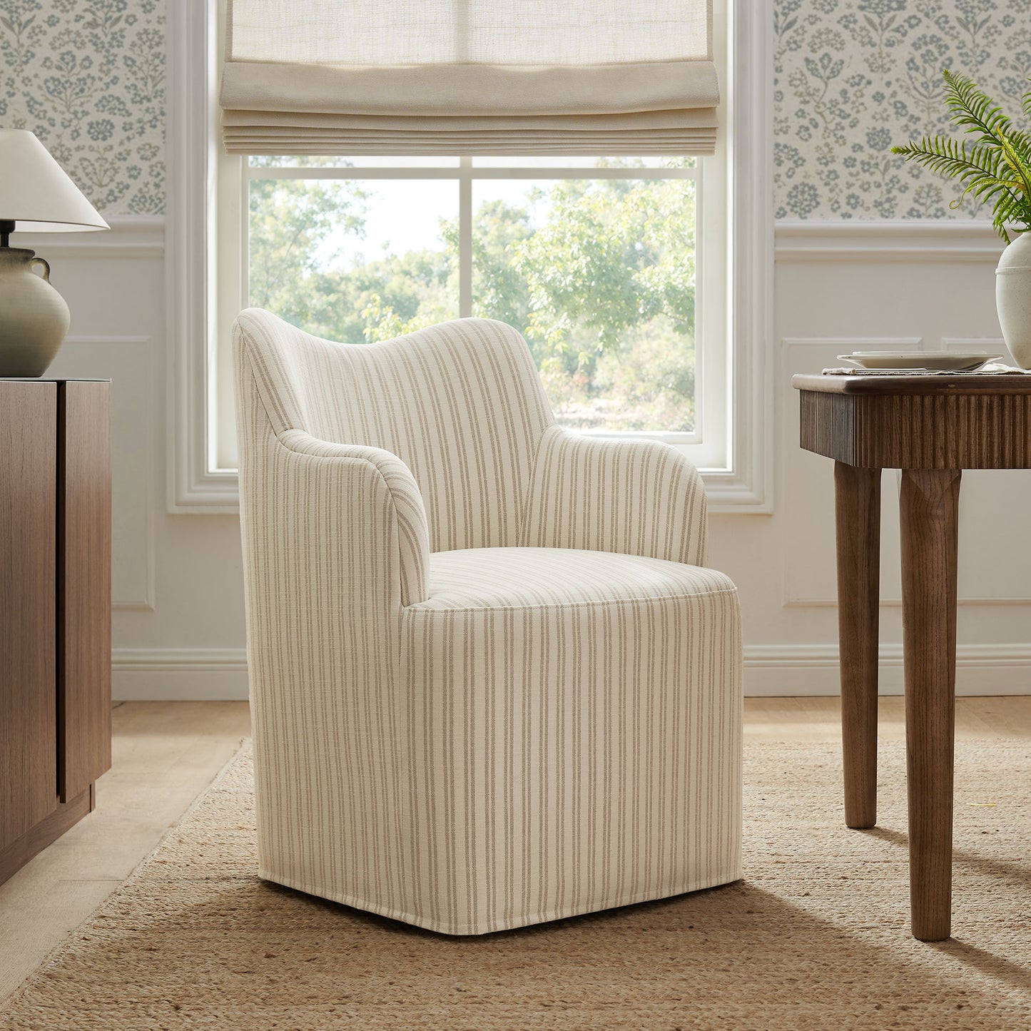 Cordelle Linen Blend Swivel Dining Chair by Modway