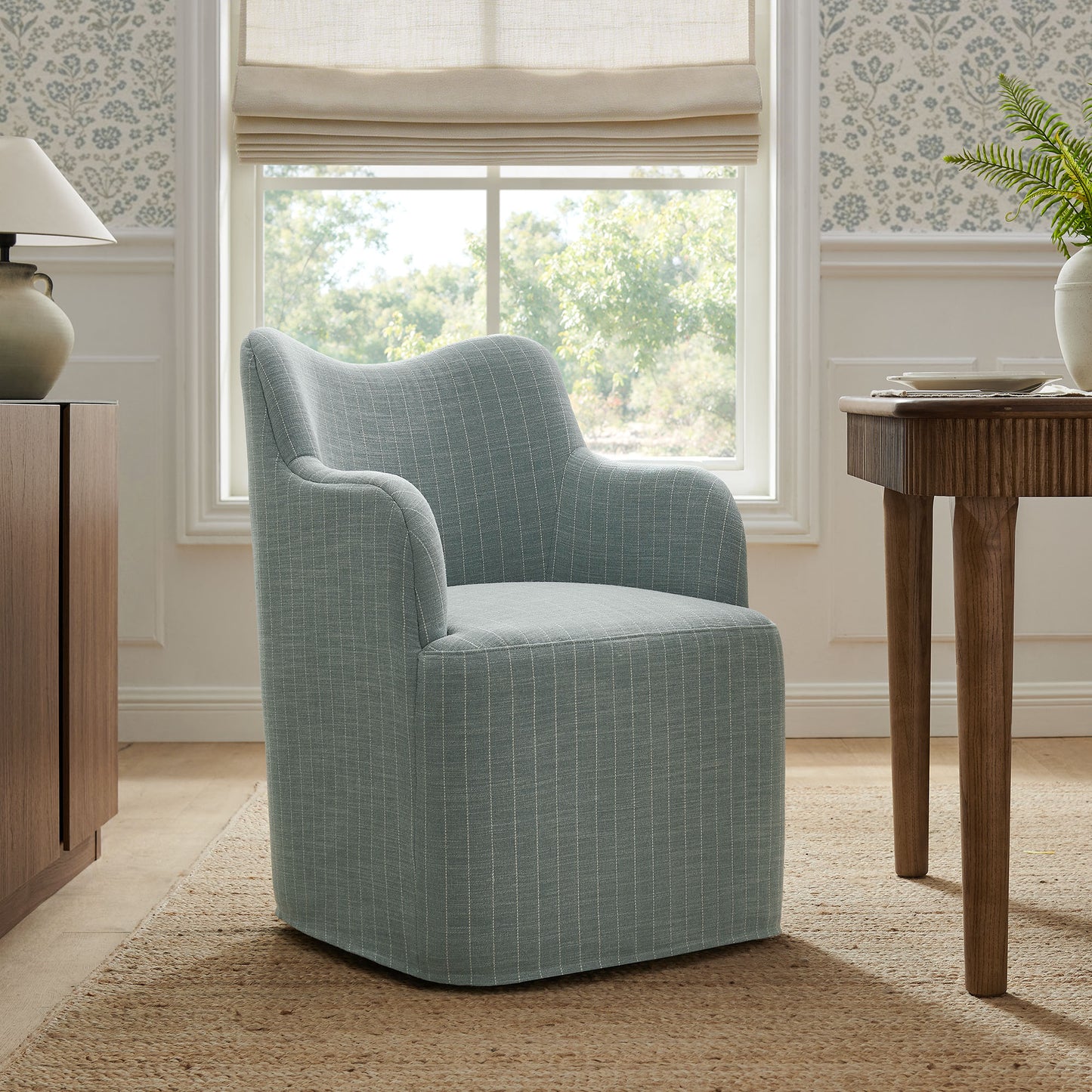 Cordelle Linen Blend Swivel Dining Chair by Modway