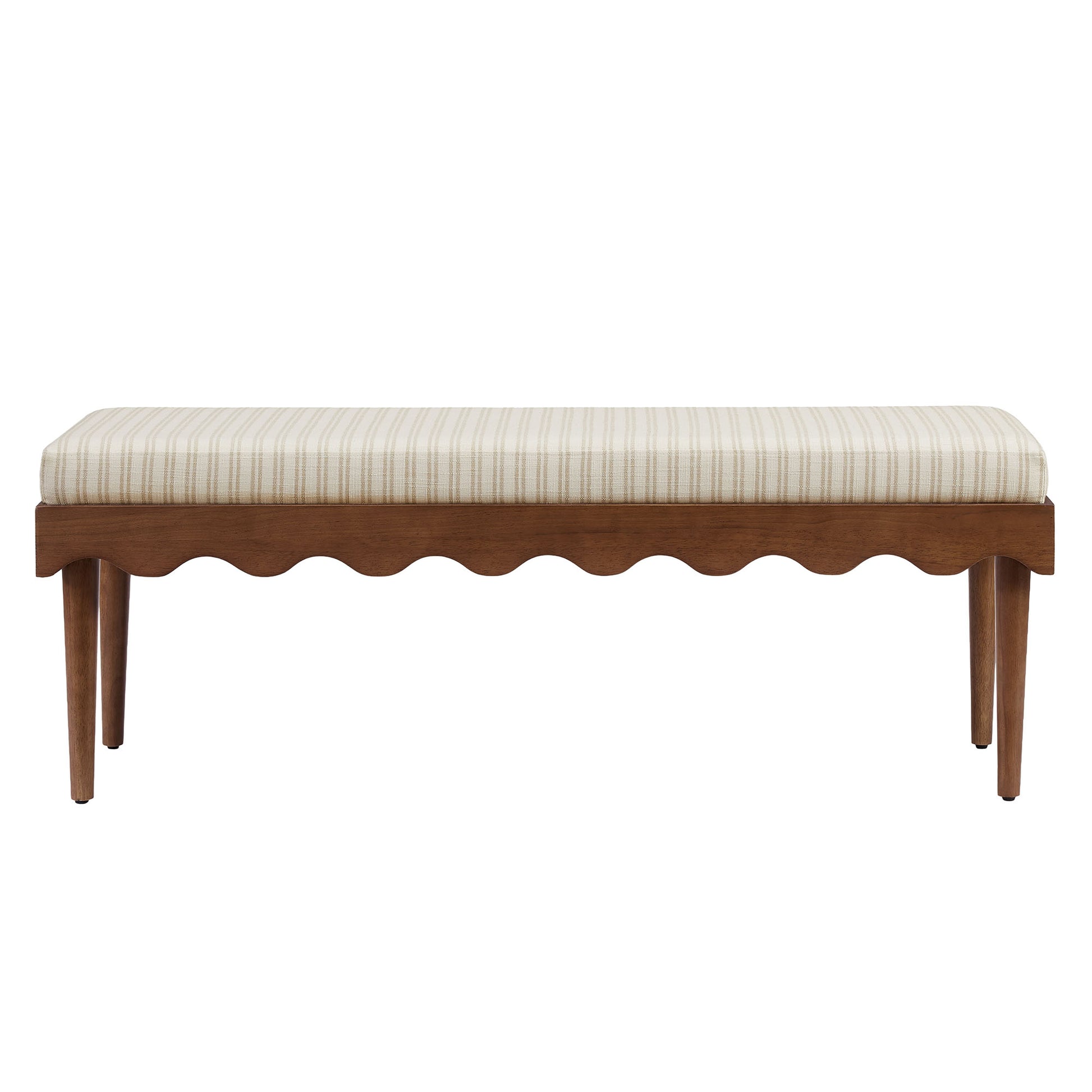Mirette Scalloped Edge Striped Accent Bench by Modway