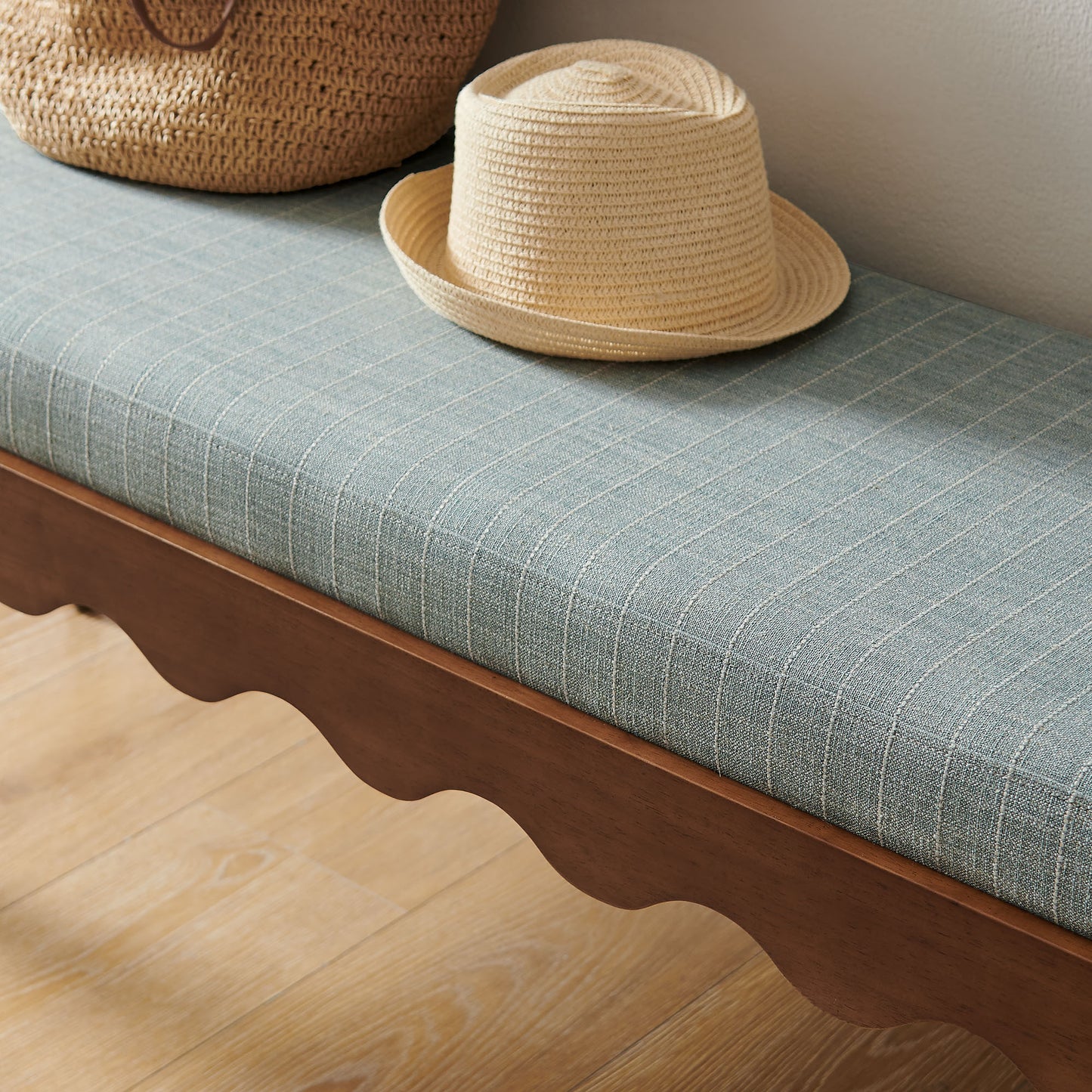 Mirette Scalloped Edge Striped Accent Bench by Modway