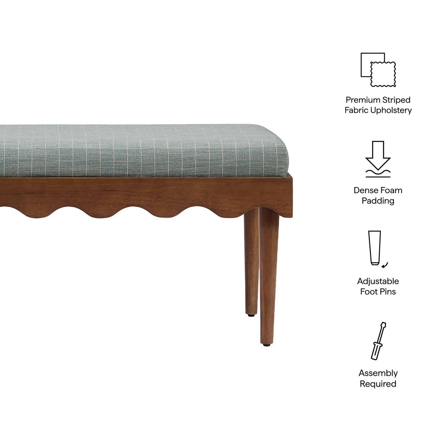 Mirette Scalloped Edge Striped Accent Bench by Modway