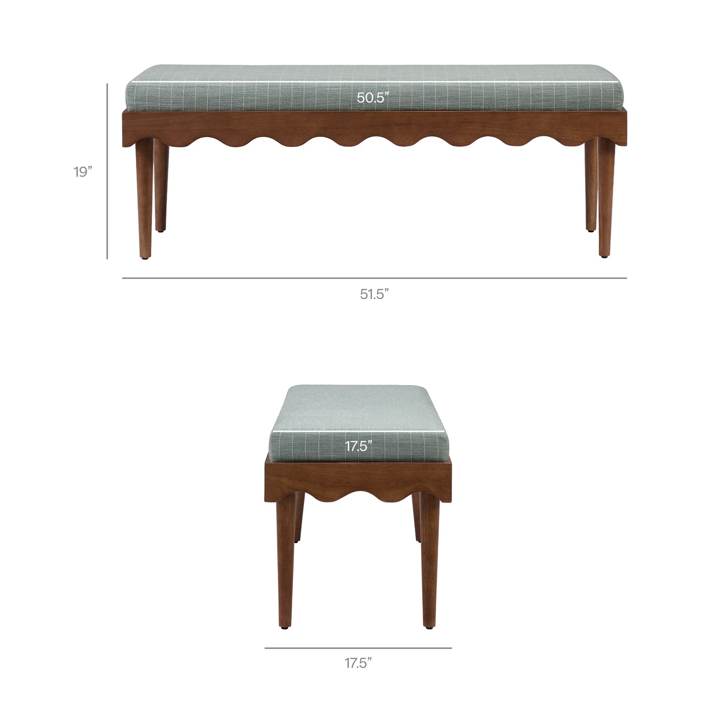 Mirette Scalloped Edge Striped Accent Bench by Modway