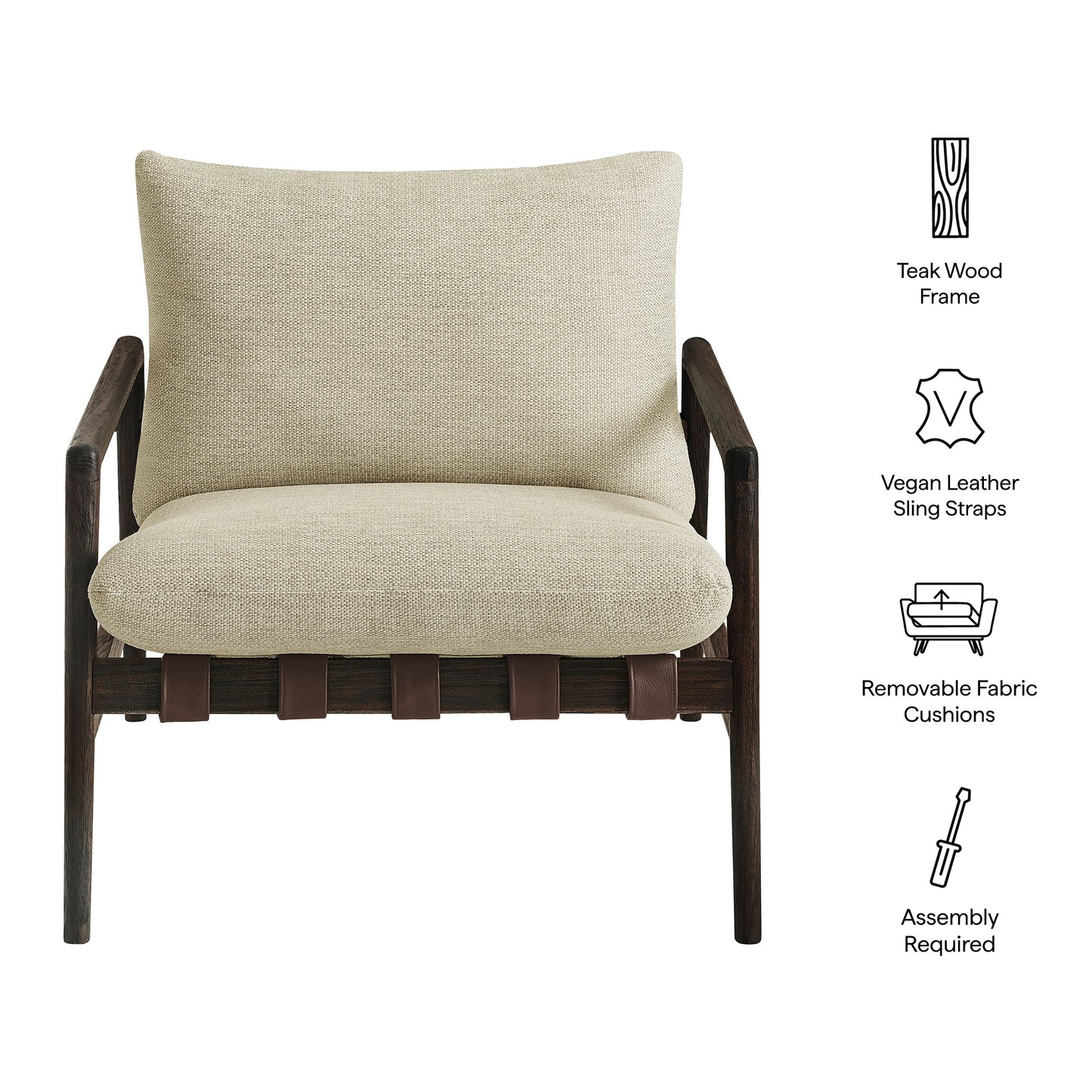 Nomi Outdoor Patio Teak Wood Sling Chair by Modway
