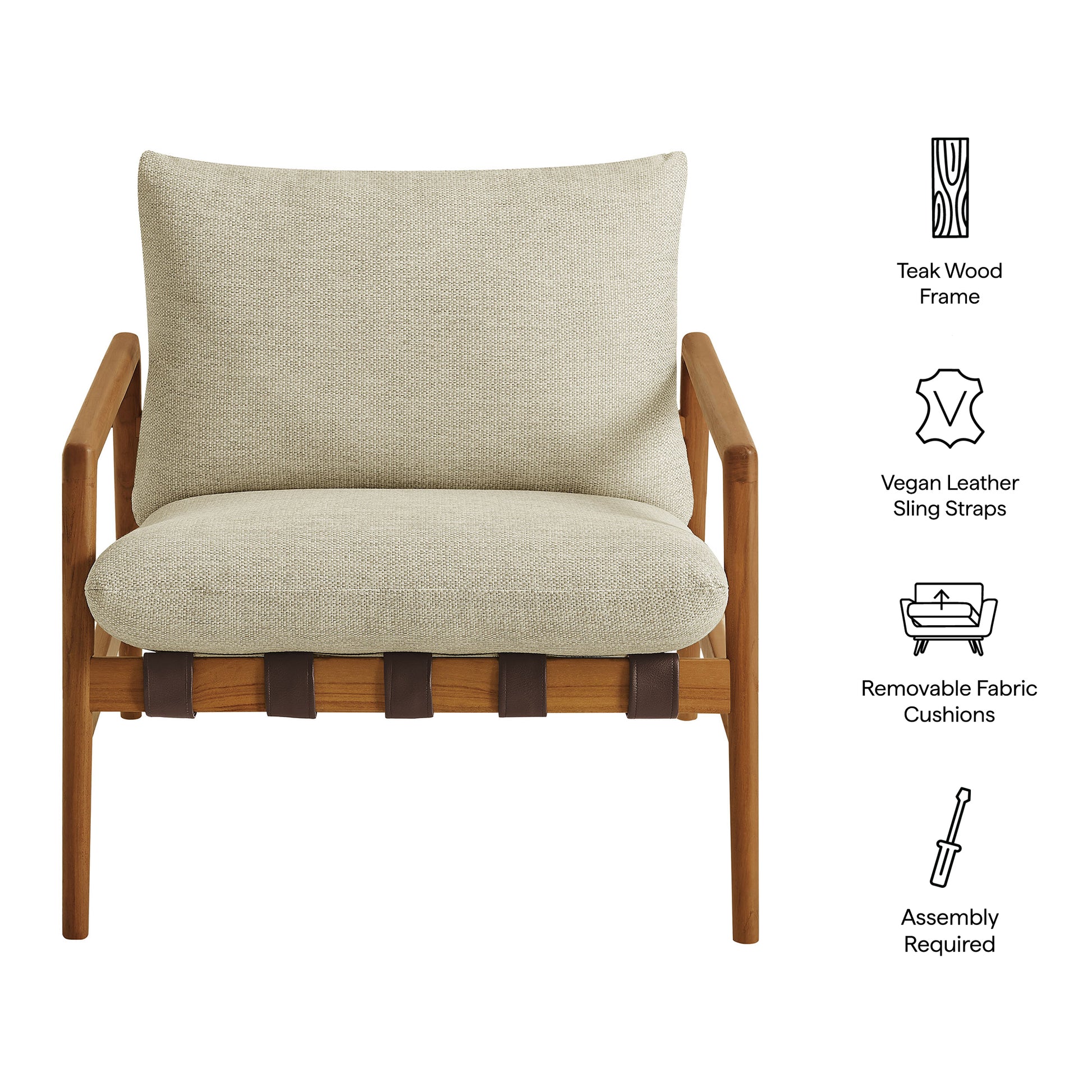 Nomi Outdoor Patio Teak Wood Sling Chair by Modway