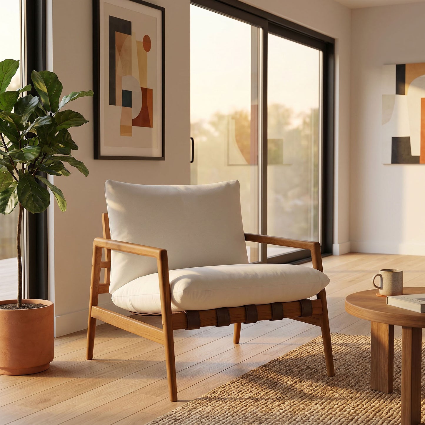 Nomi Outdoor Patio Teak Wood Sling Chair by Modway