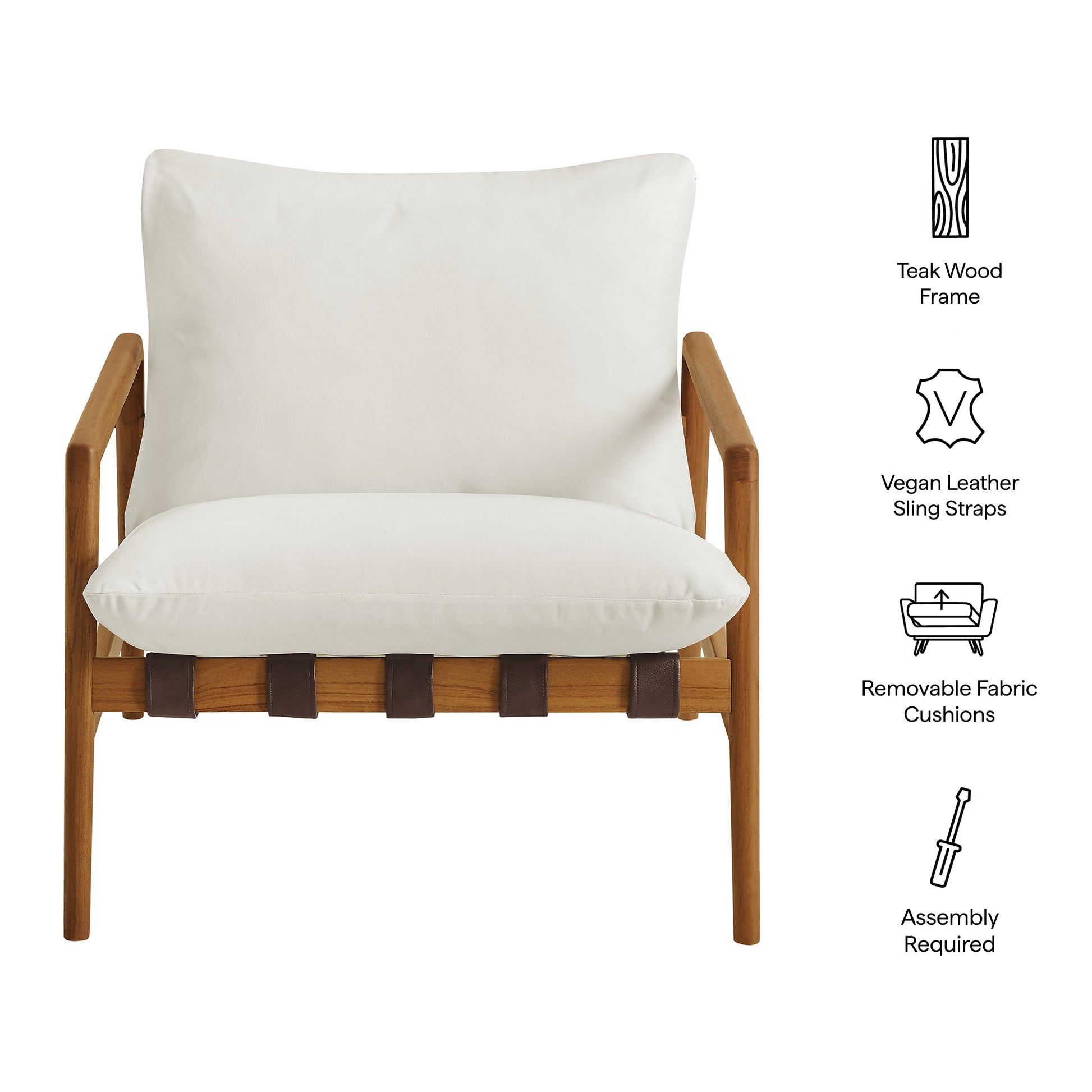 Nomi Outdoor Patio Teak Wood Sling Chair by Modway