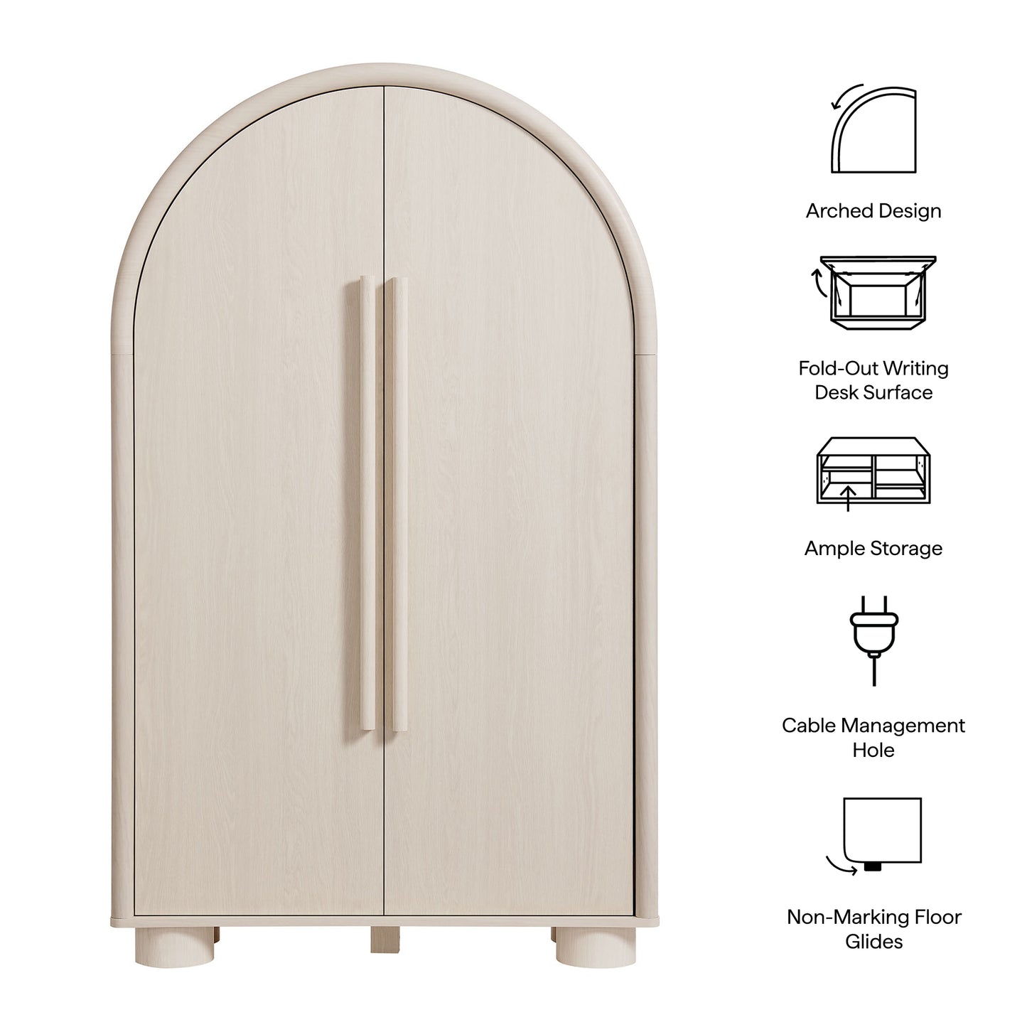 Bellamy Arched Fold-Out Desk Cabinet by Modway