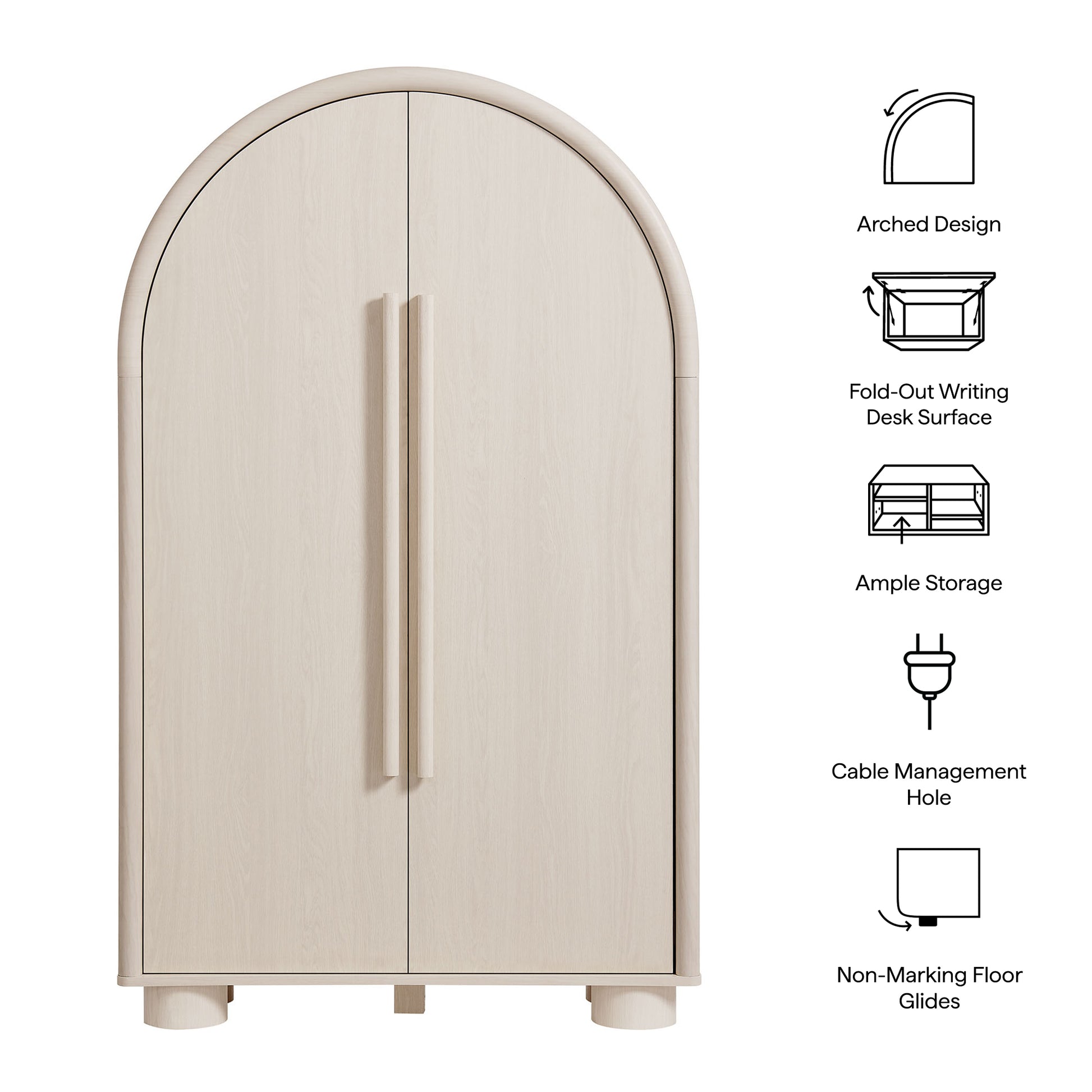 Bellamy Arched Fold-Out Desk Cabinet by Modway