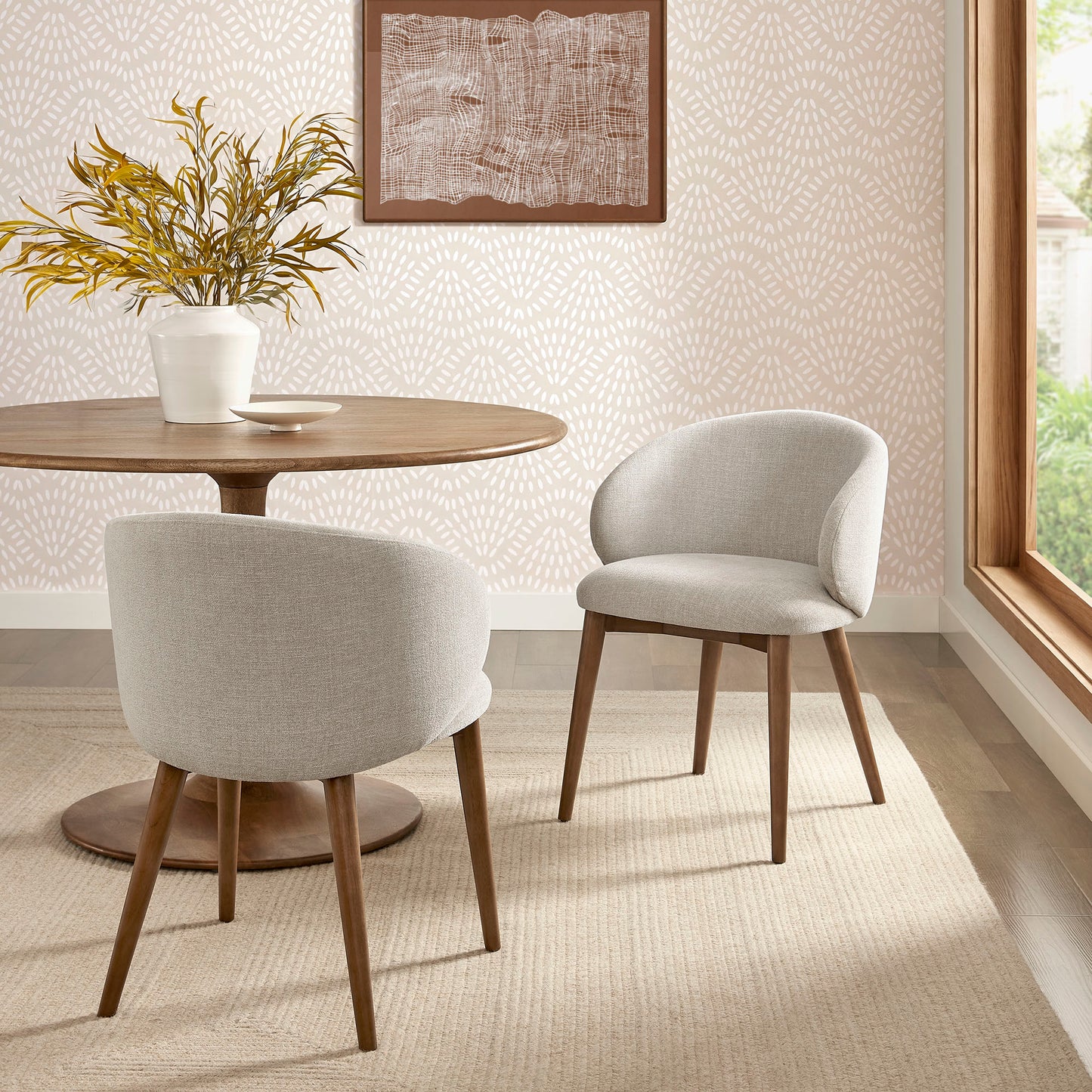 Anelle Upholstered Fabric Dining Chairs Set of 2 by Modway