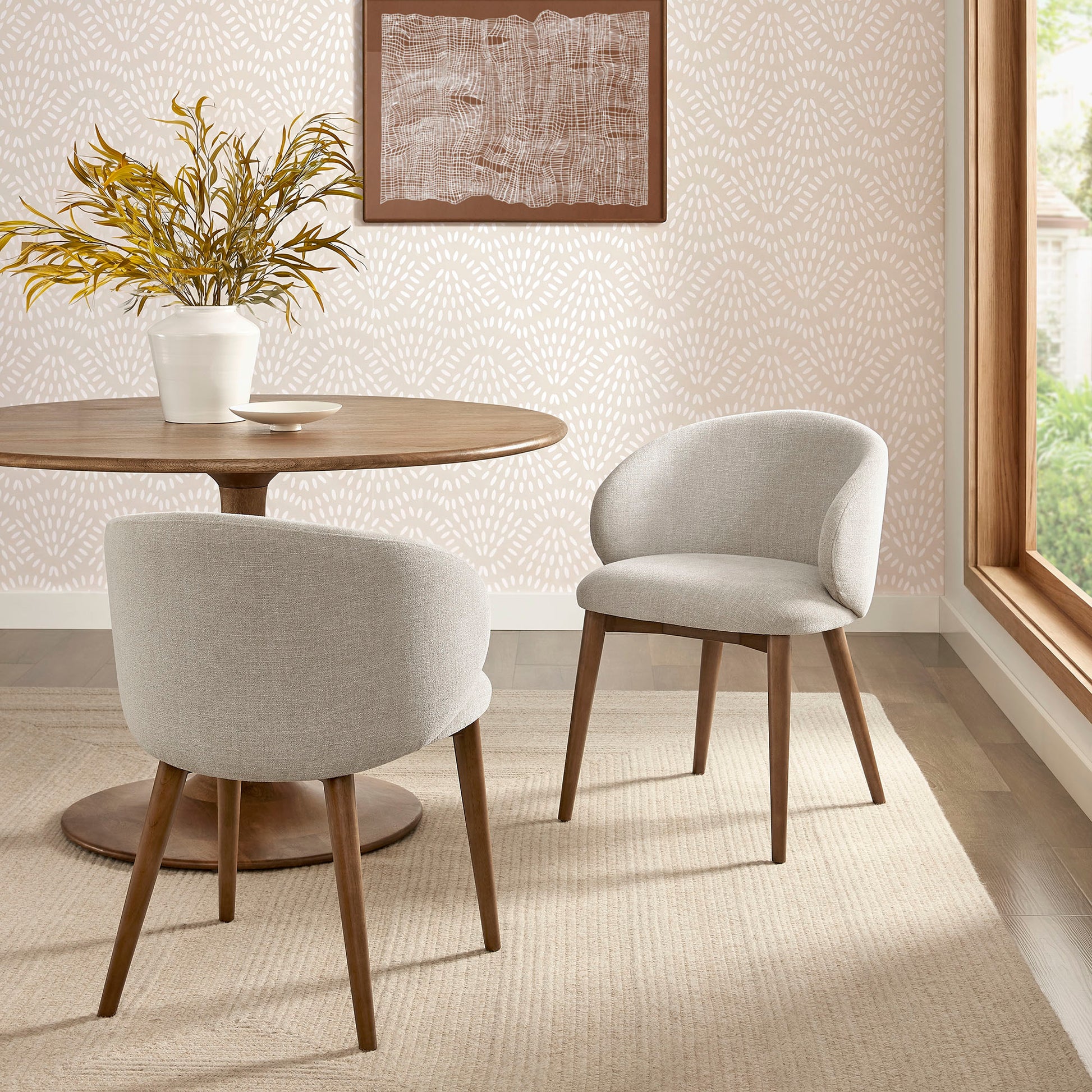 Anelle Upholstered Fabric Dining Chairs Set of 2 by Modway